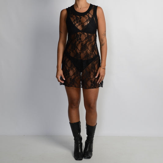 BLACK LACE MINI DRESS
