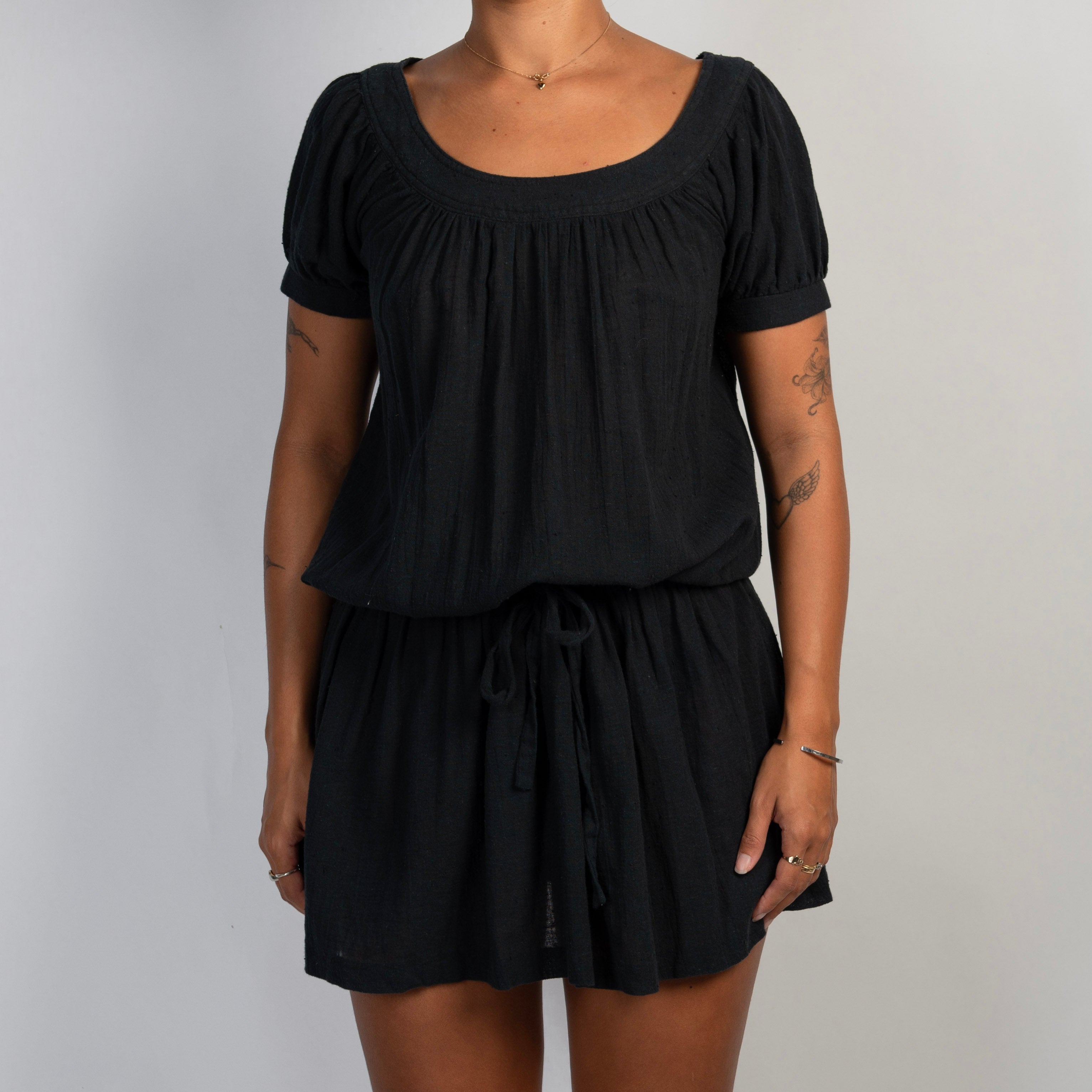 BLACK COTTON MINI DRESS