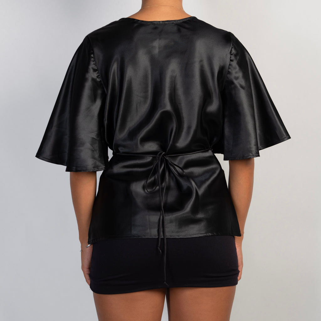 BLACK SATIN TOP