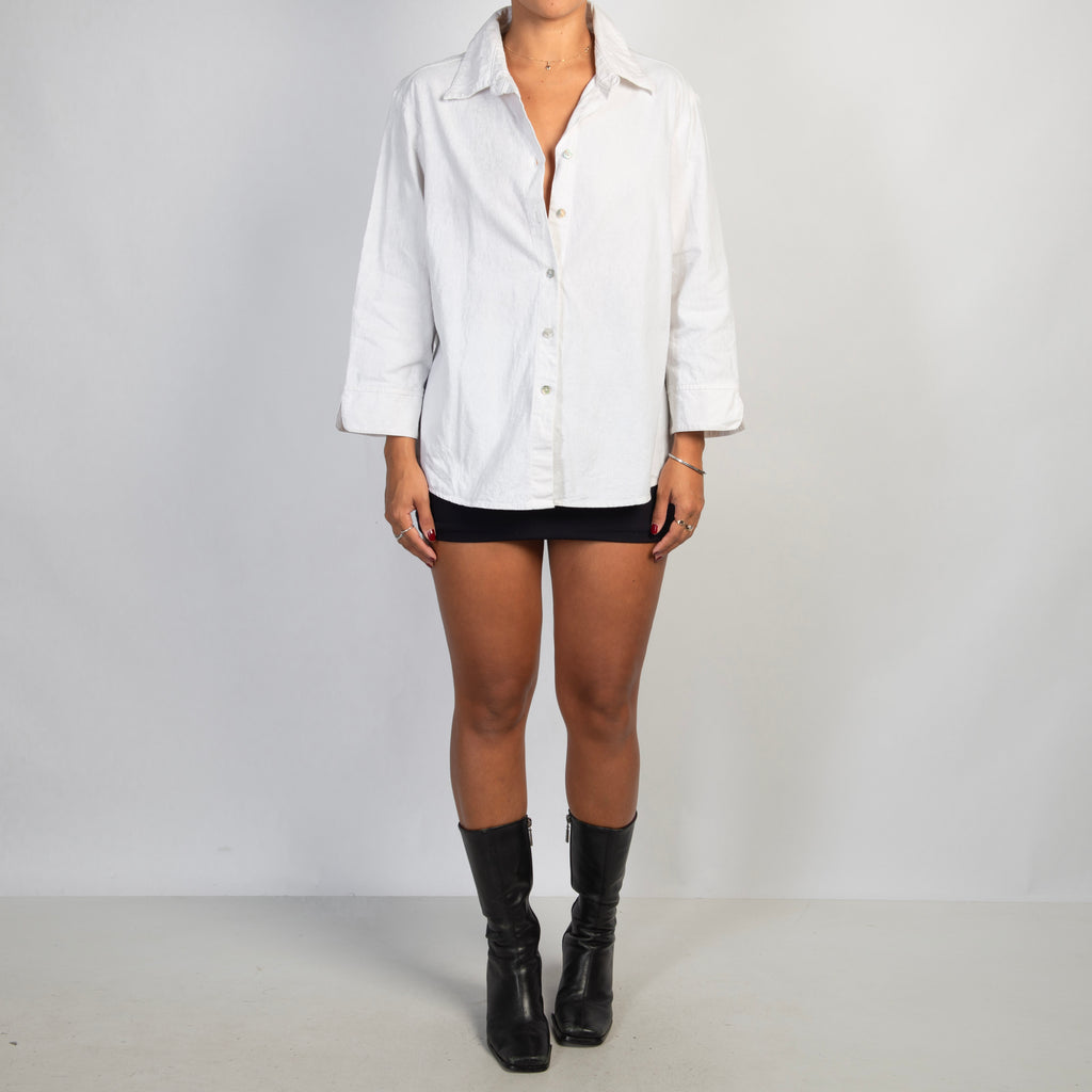 WHITE LINEN COTTON SHIRT