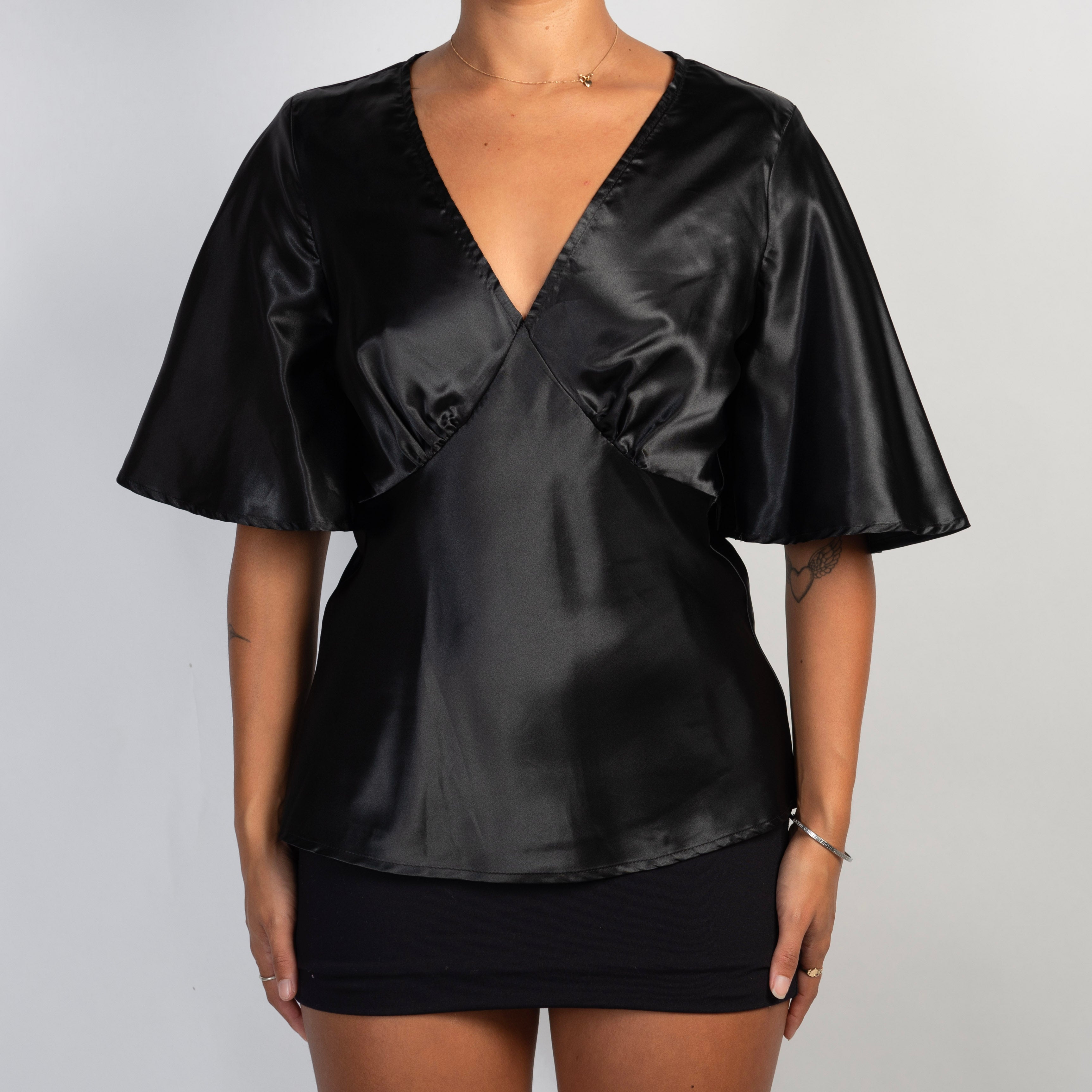BLACK SATIN TOP