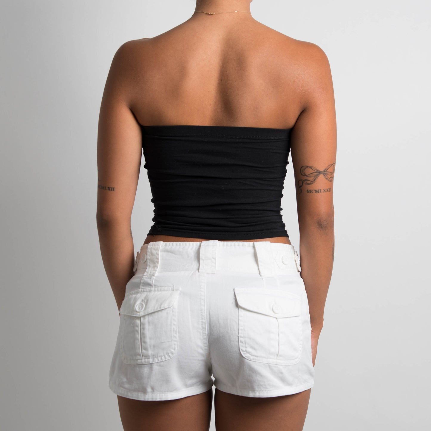 WHITE COTTON MINI SHORTS