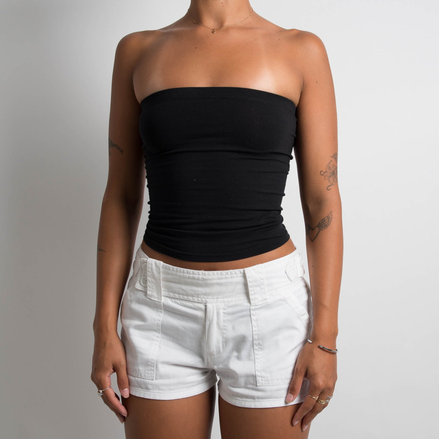 WHITE COTTON MINI SHORTS