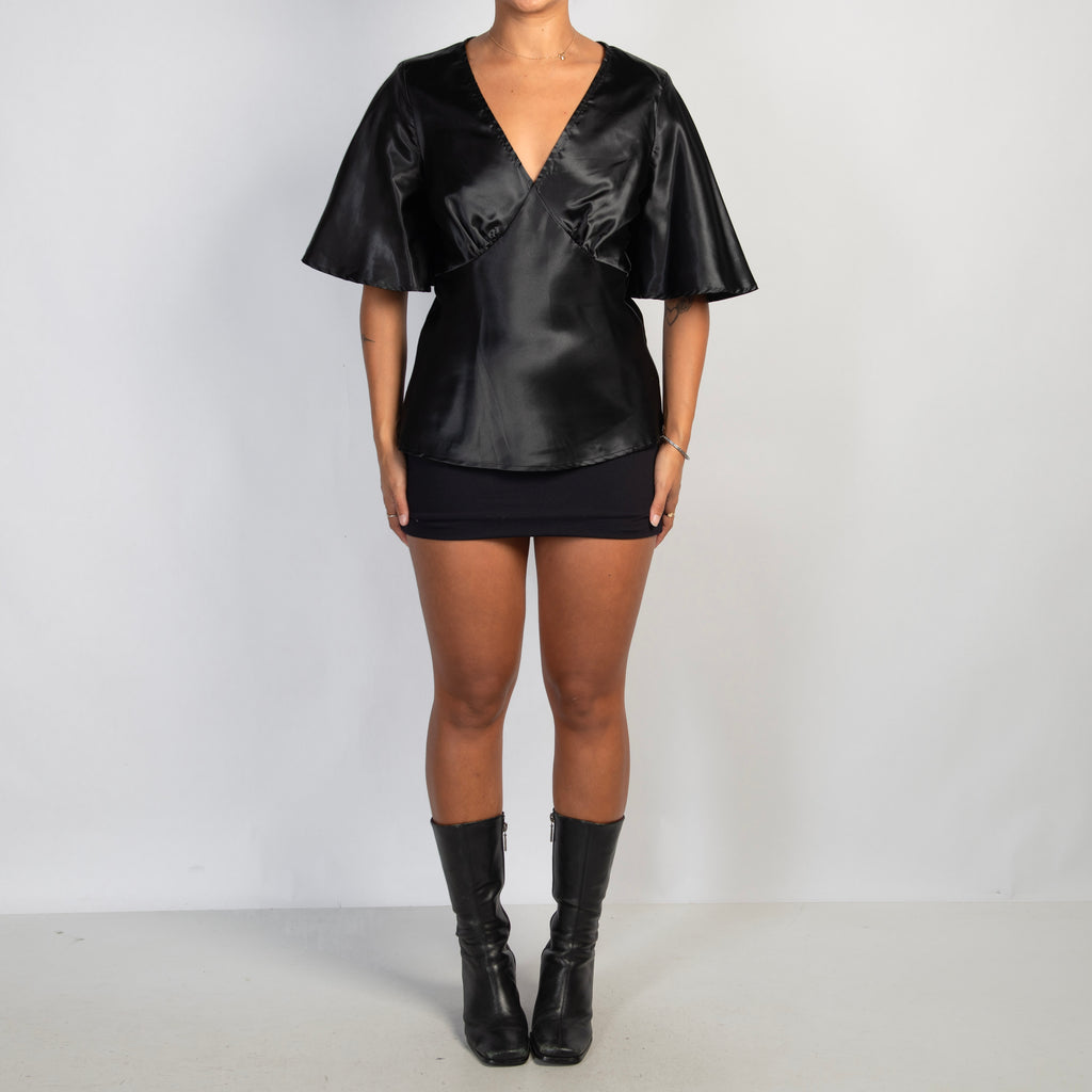 BLACK SATIN TOP