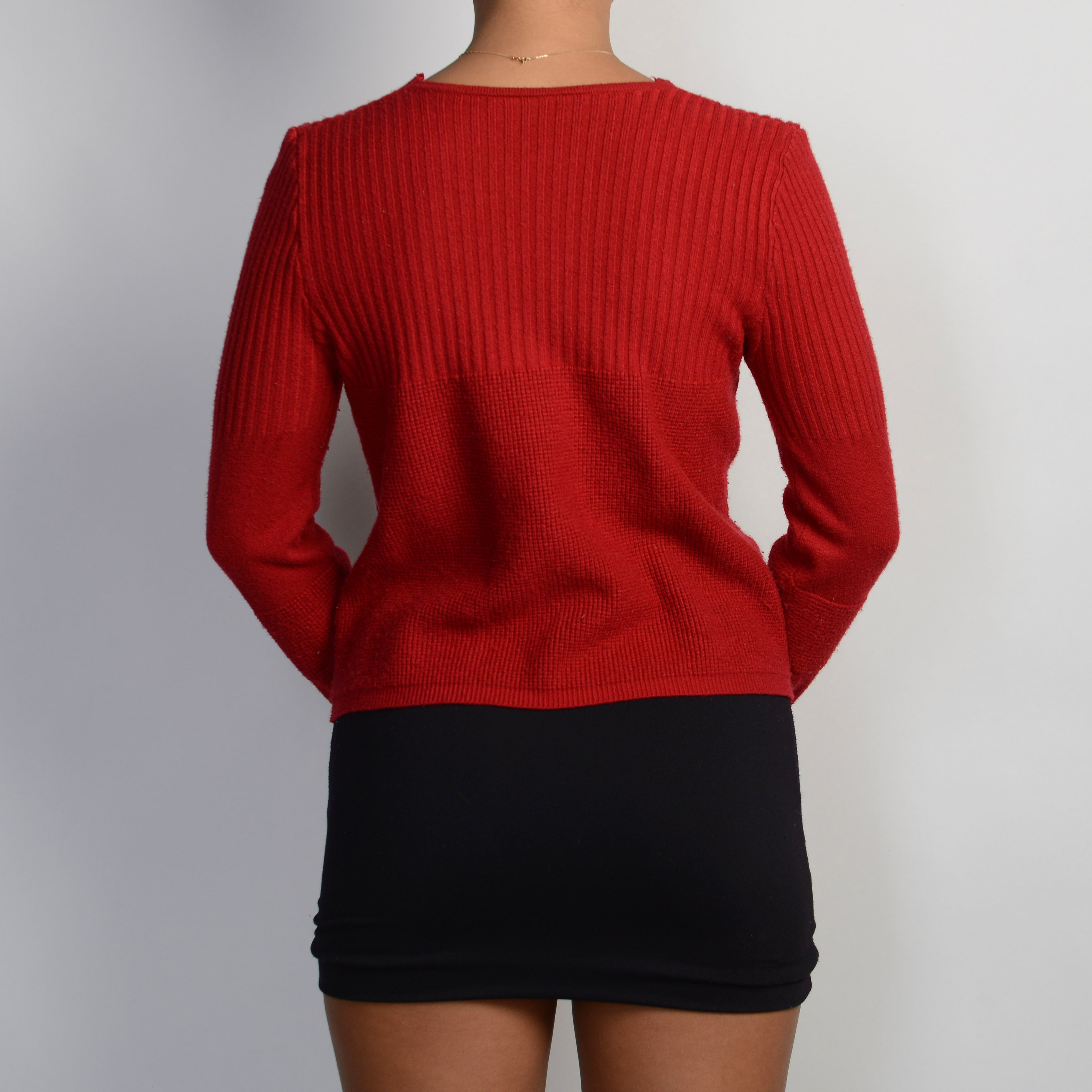 RED KNIT CARDIGAN