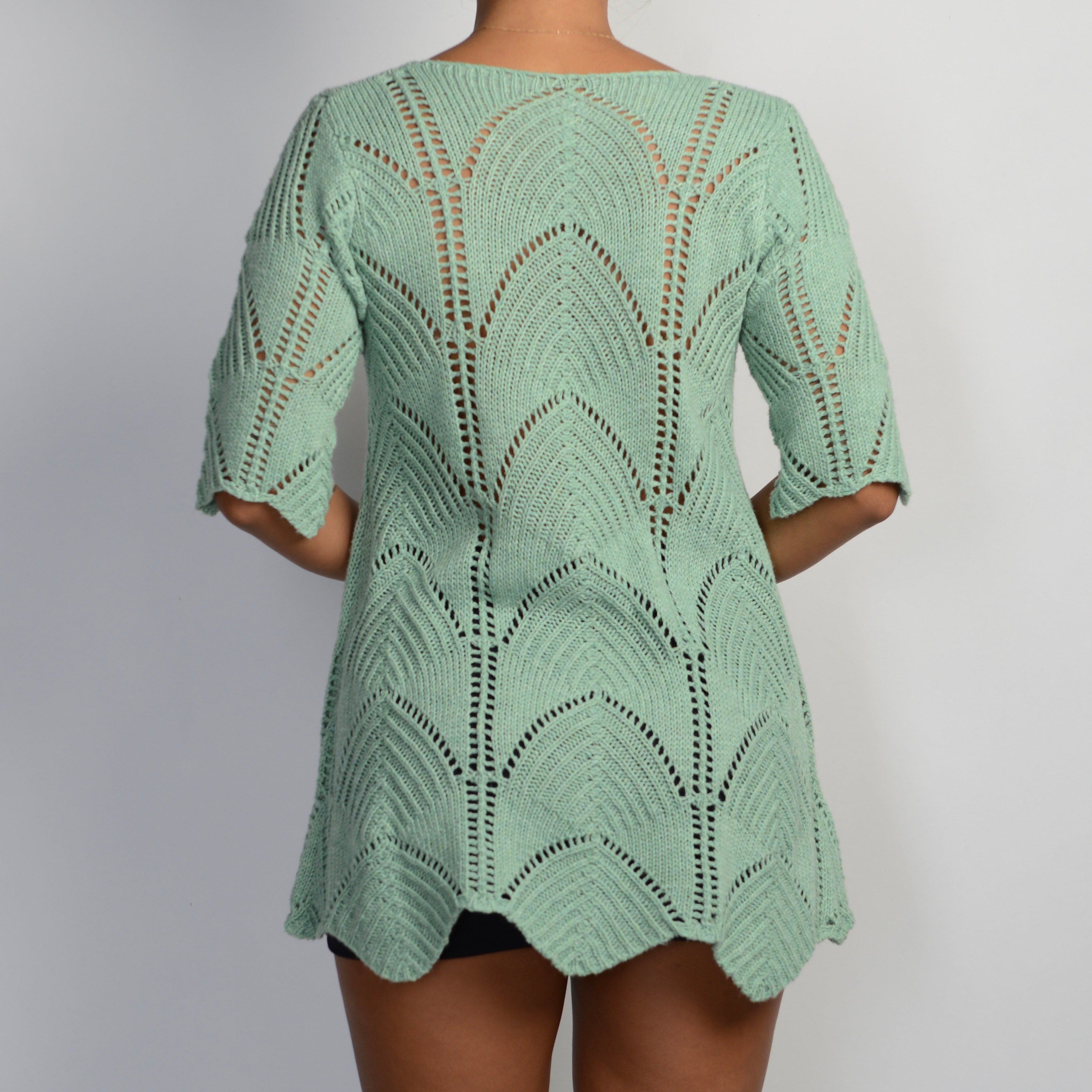 GREEN CROCHET KNIT TOP