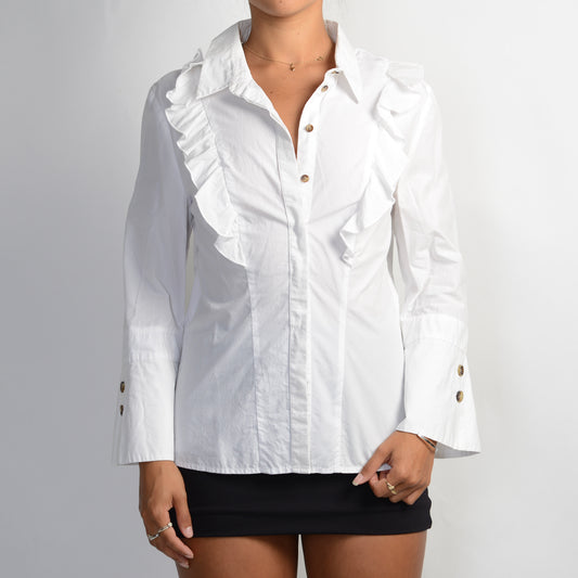 WHITE RUFFLE BLOUSE