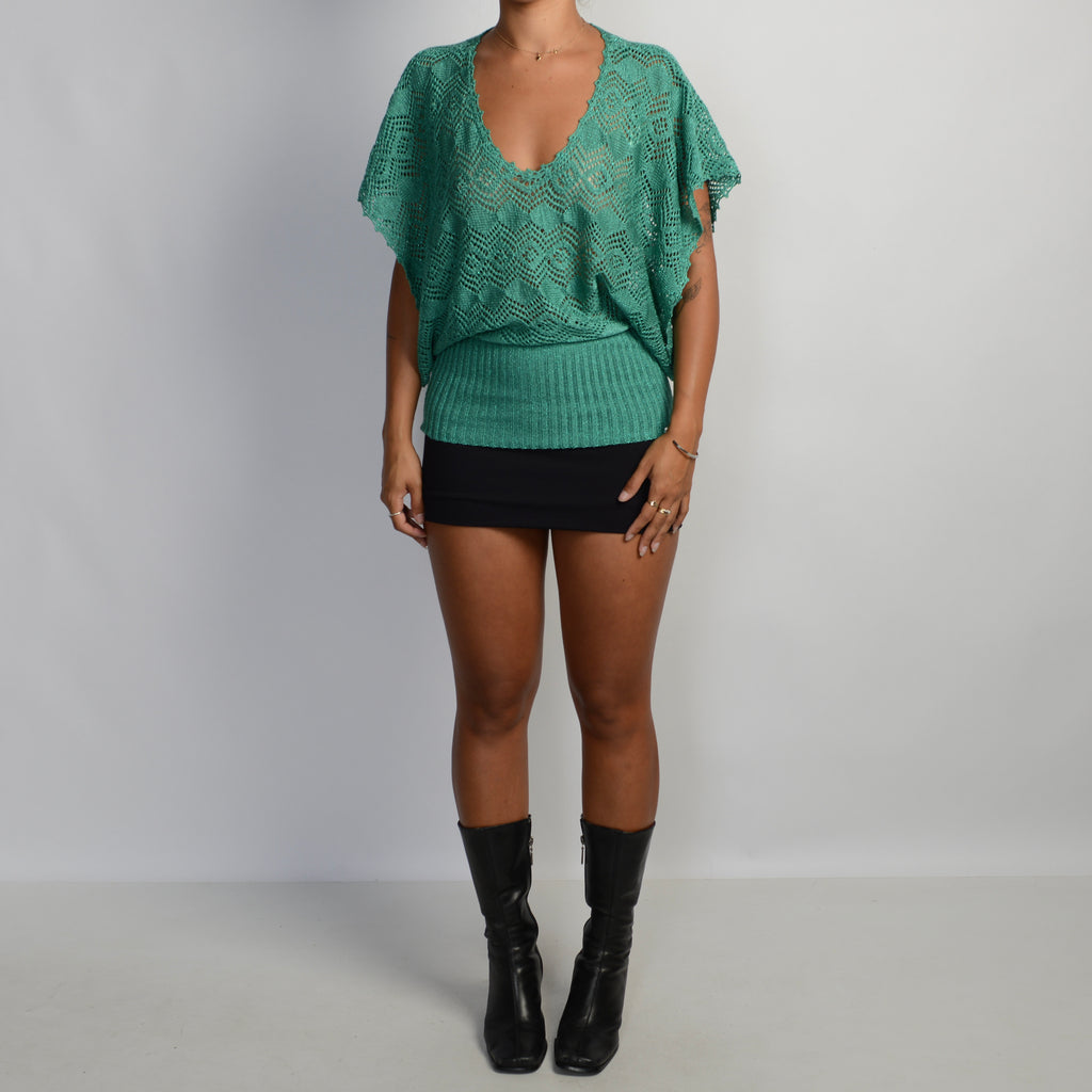 GREEN CROCHET TOP