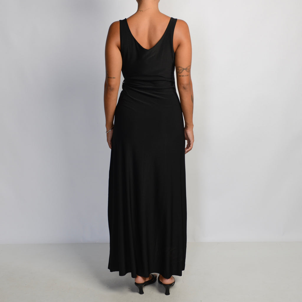 BLACK O RING EVENING DRESS
