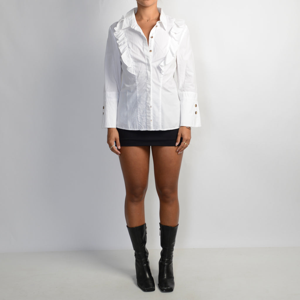 WHITE RUFFLE BLOUSE