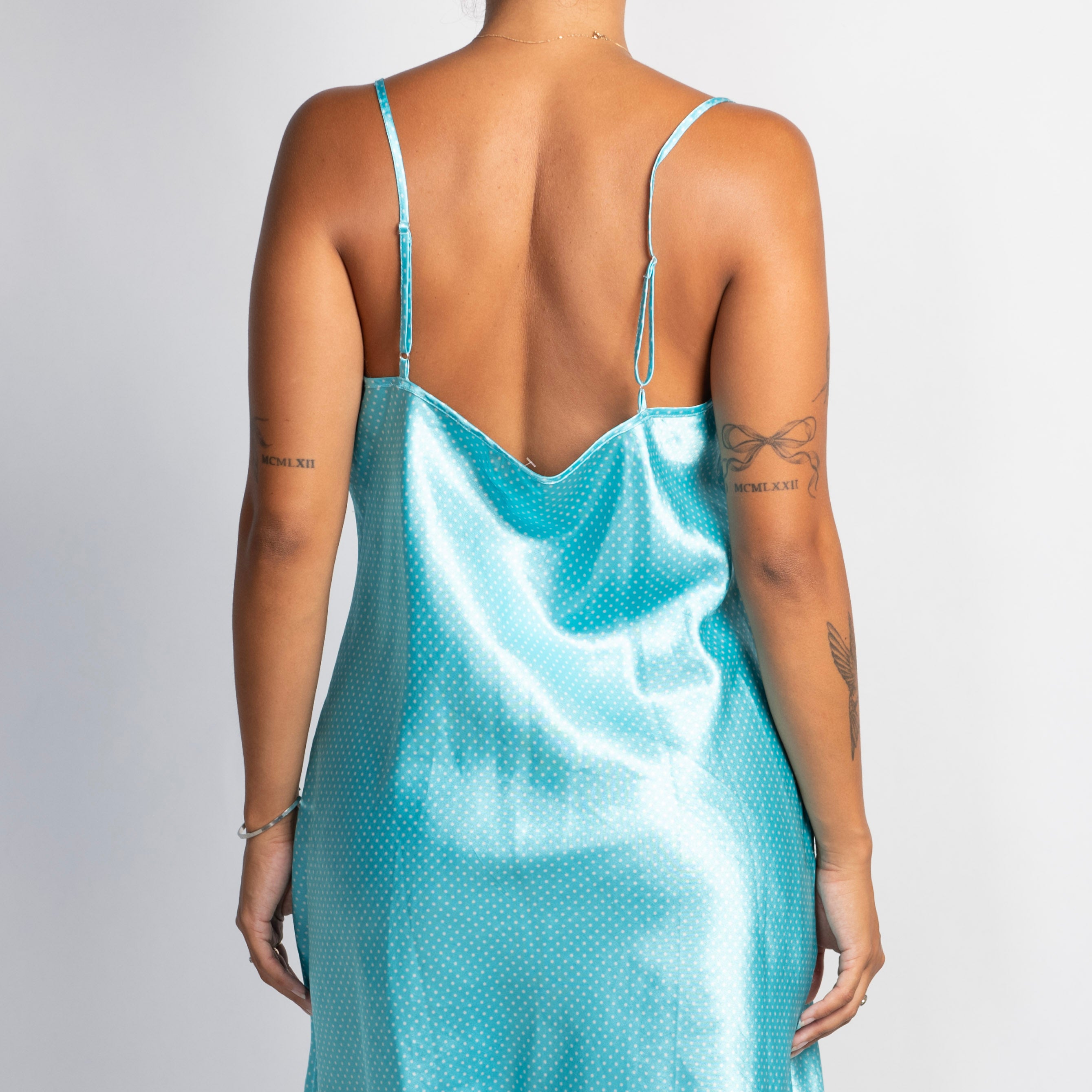 BLUE SATIN NIGHTIE