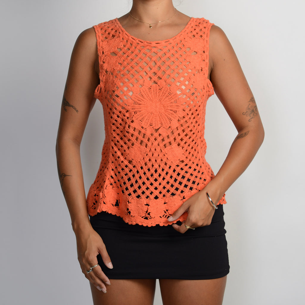 ORANGE CROCHET TOP