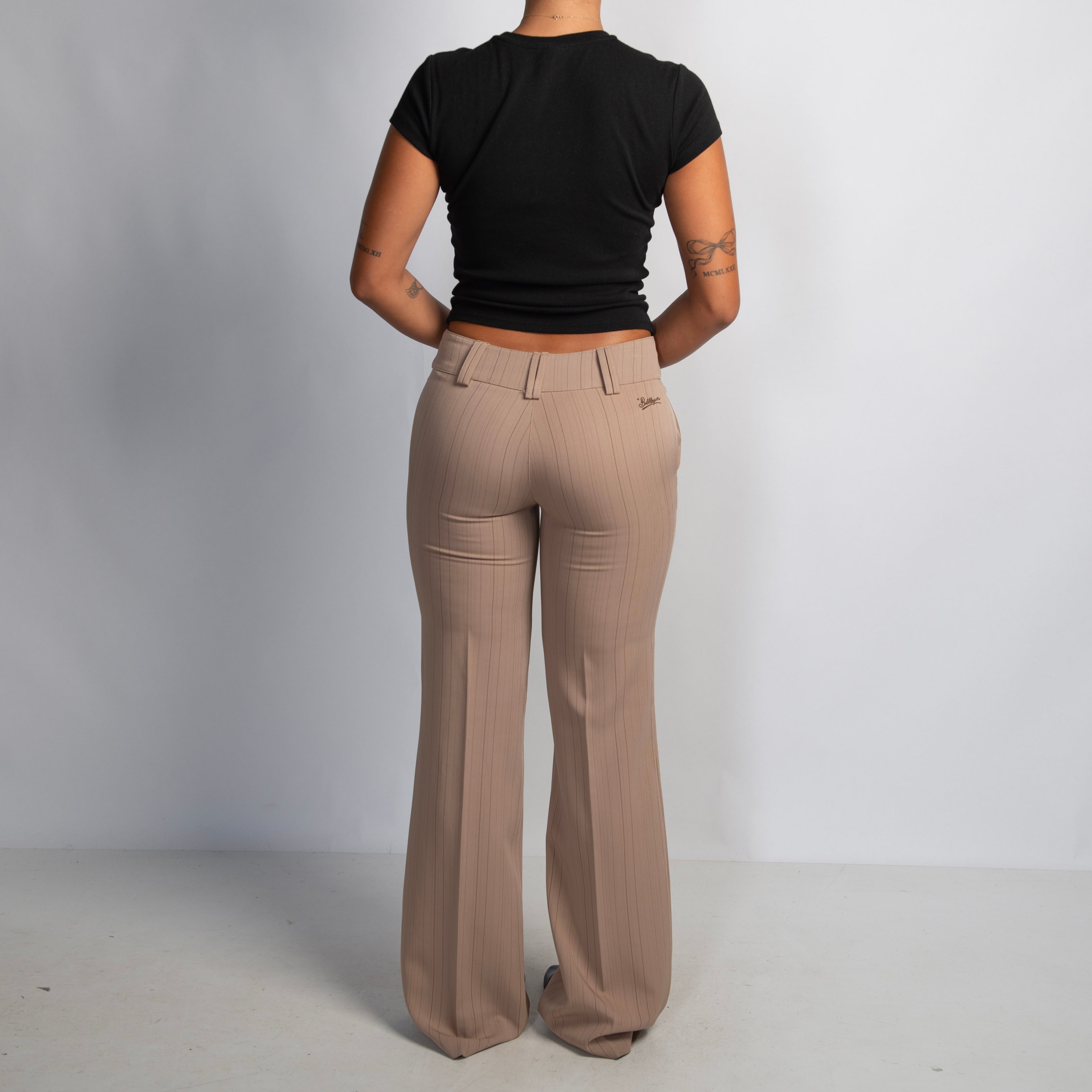 TAN STRIPE BOOTCUT PANTS
