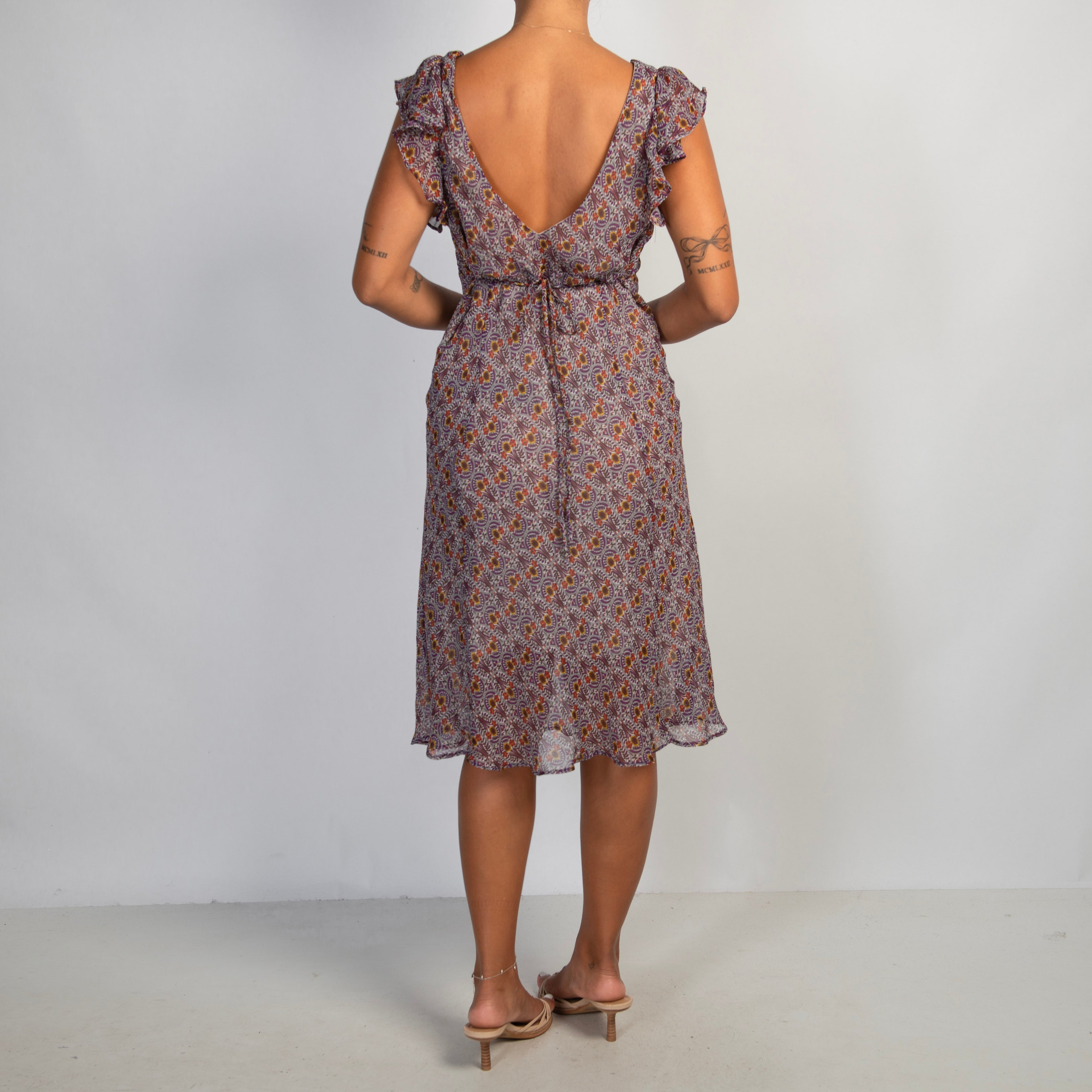 PURPLE FLORAL MIDI DRESS