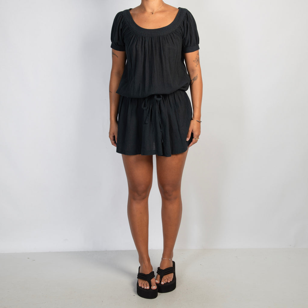 BLACK COTTON MINI DRESS