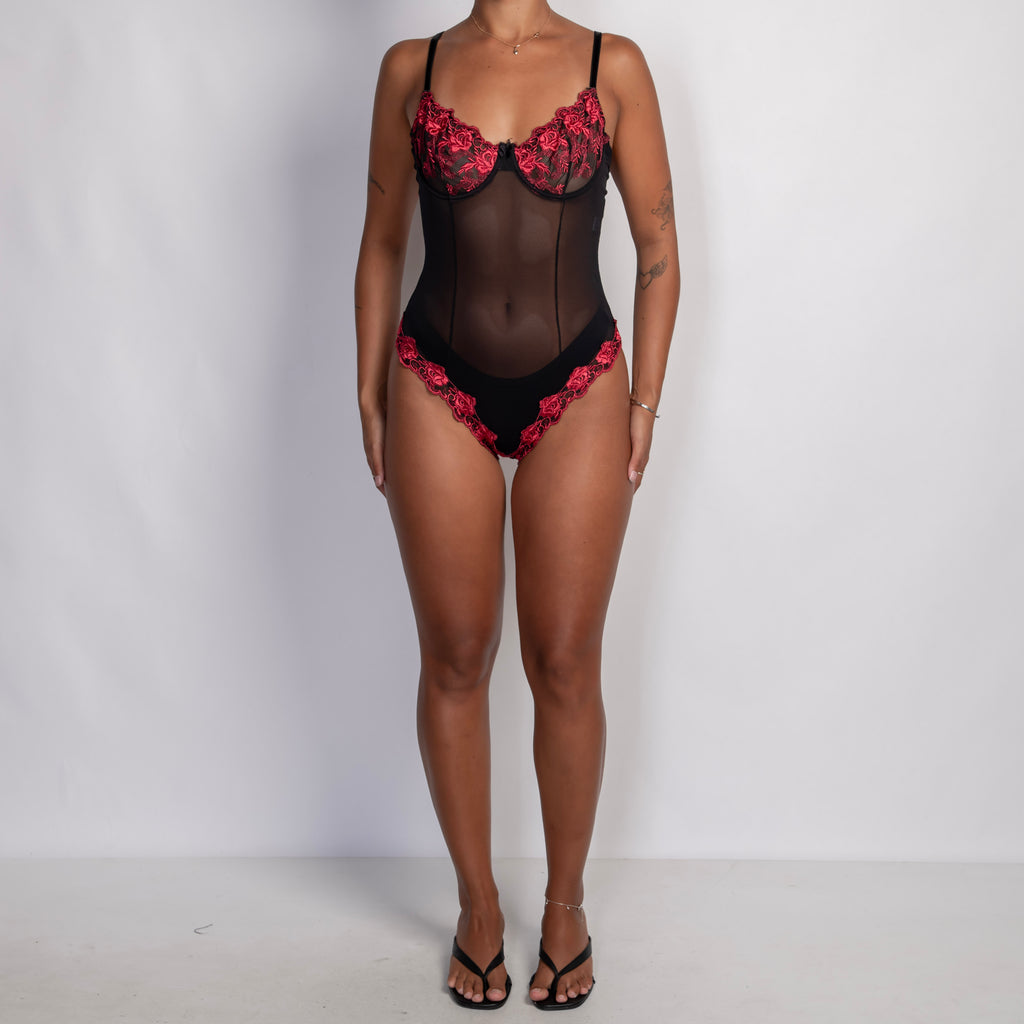 BLACK MESH BODYSUIT