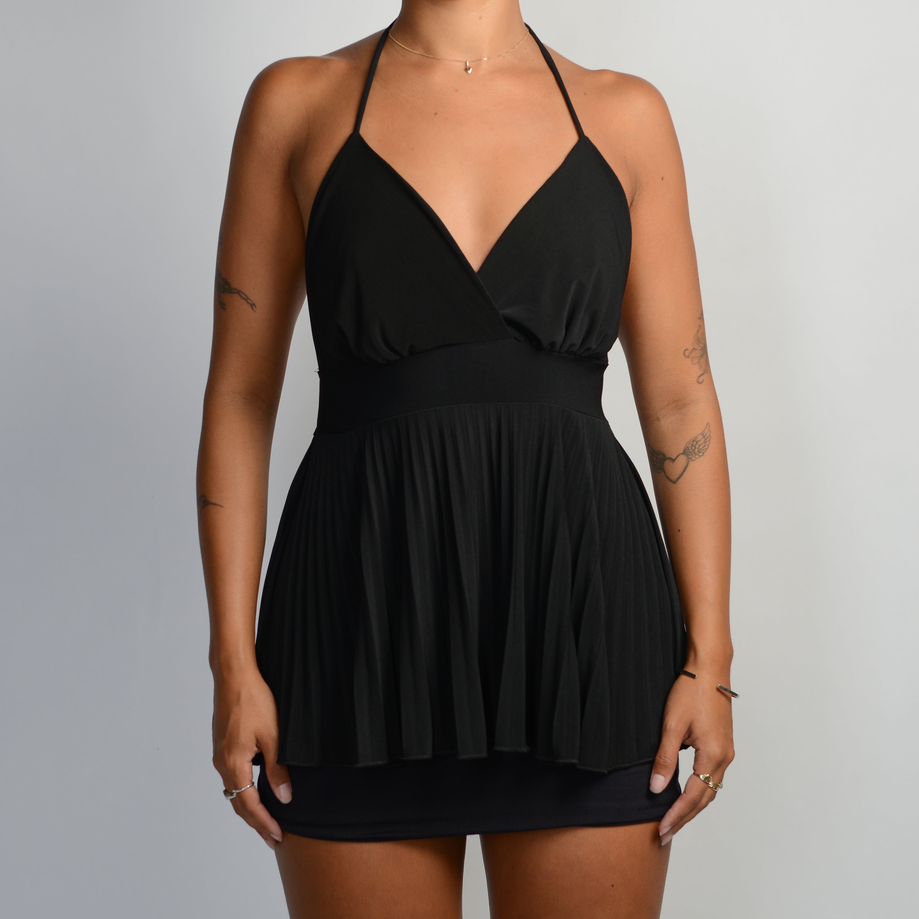 BLACK BABYDOLL HALTER TOP