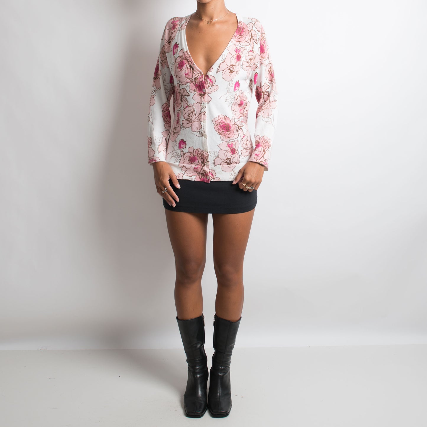 PINK FLORAL LIGHT CARDIGAN