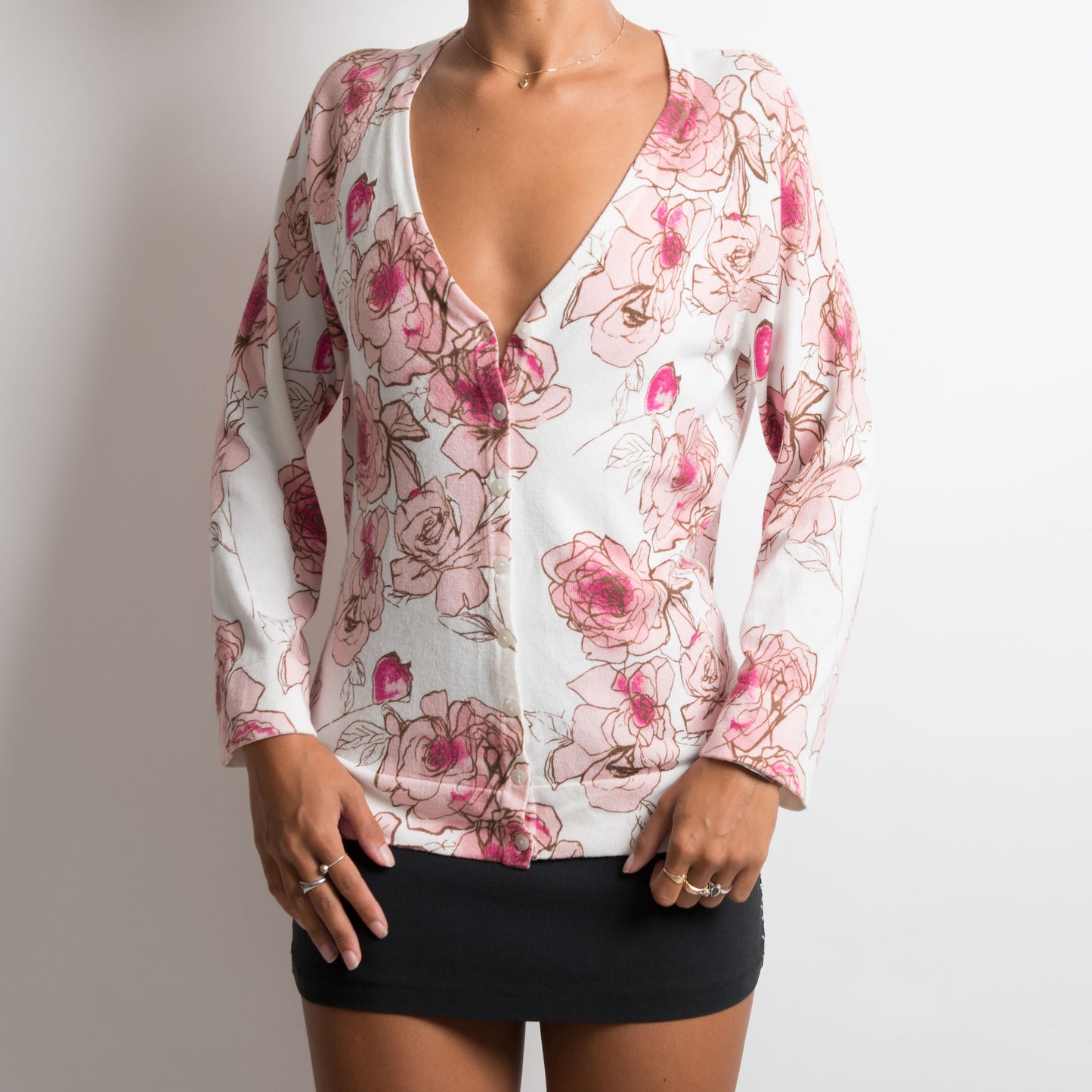 PINK FLORAL LIGHT CARDIGAN