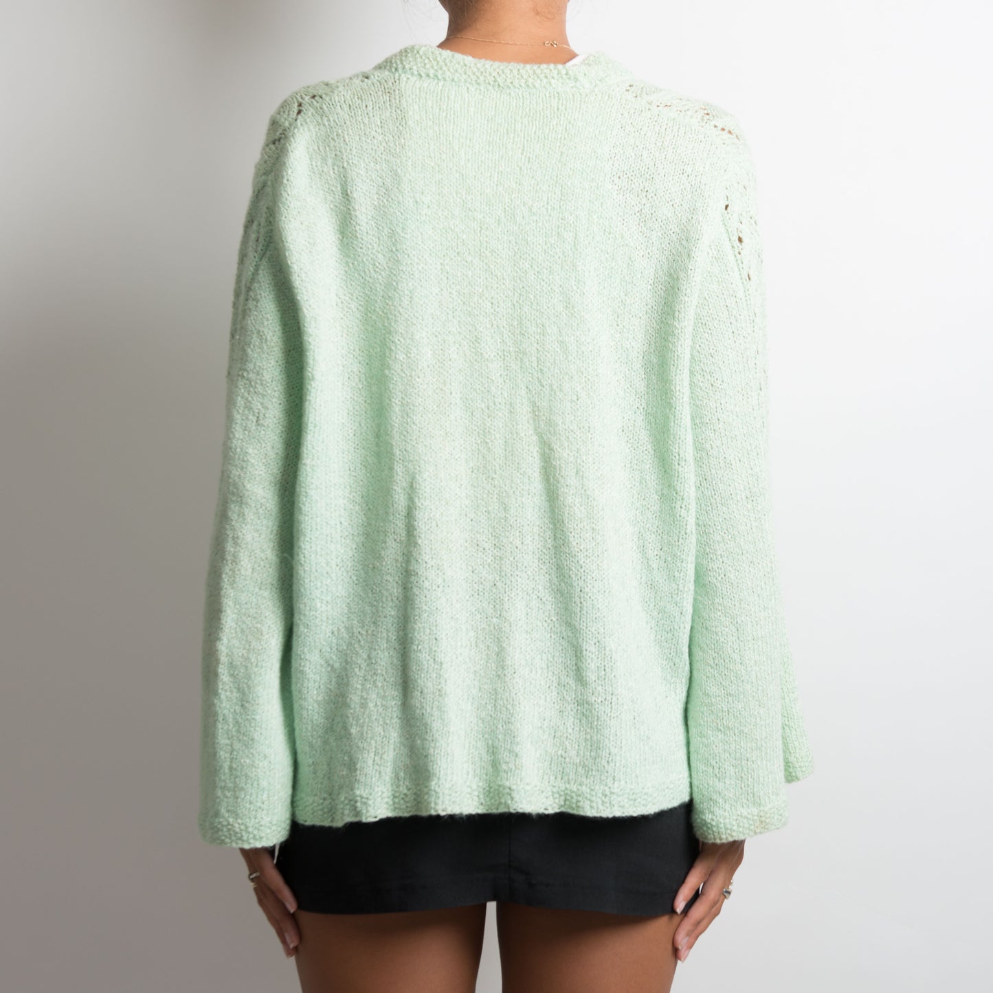 GREEN BELL SLEEVE CARDIGAN