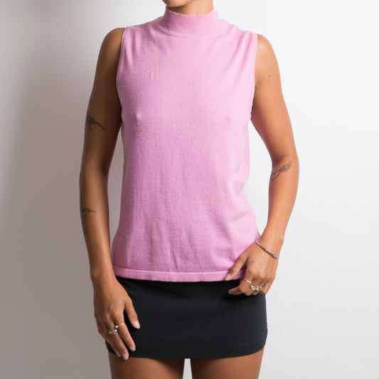 PINK SLEEVELESS MOCKNECK