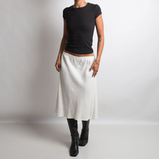 OFF WHITE LINEN MIDI SKIRT