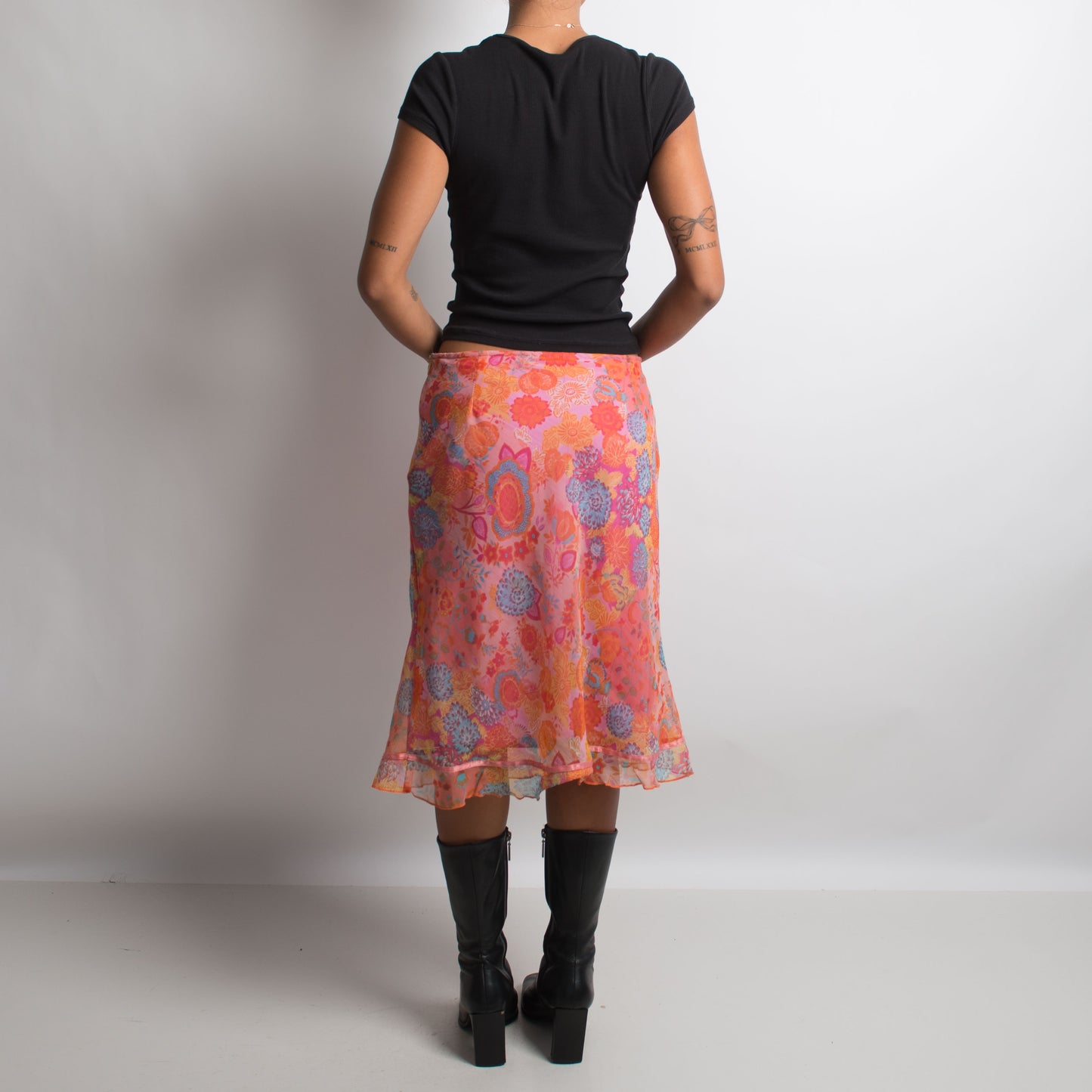 BRIGHT FLORAL MIDI SKIRT