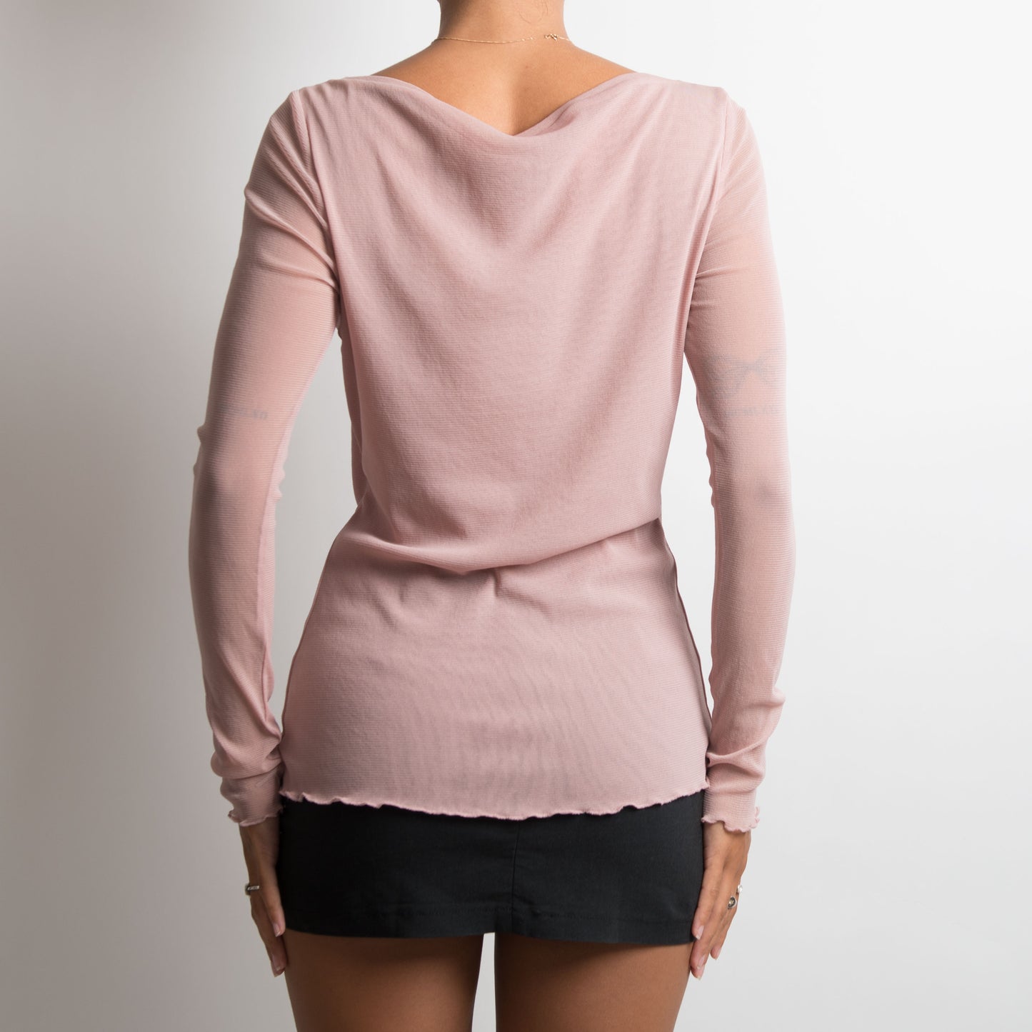 DUSTY PINK MESH LONG SLEEVE