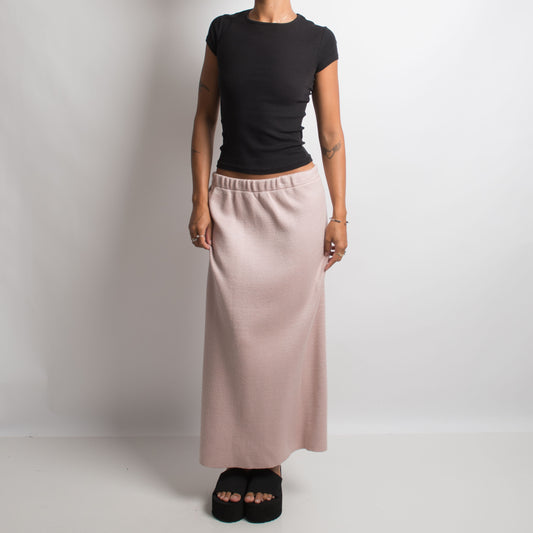 PINK WOOL LONGLINE SKIRT