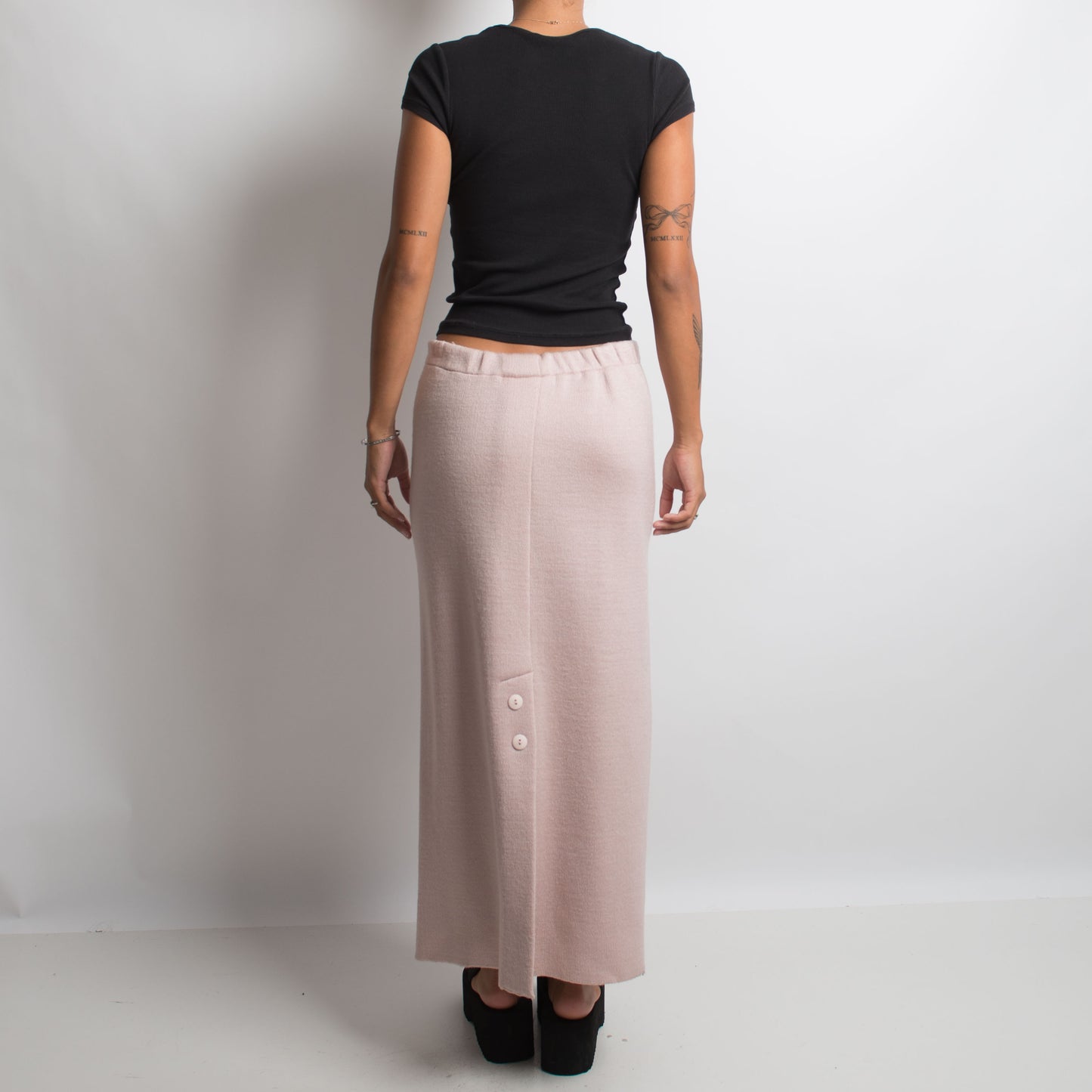 PINK WOOL LONGLINE SKIRT