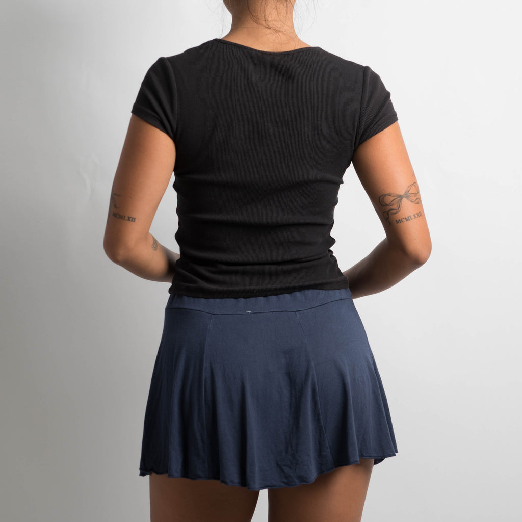 NAVY STRETCH MINI SKIRT