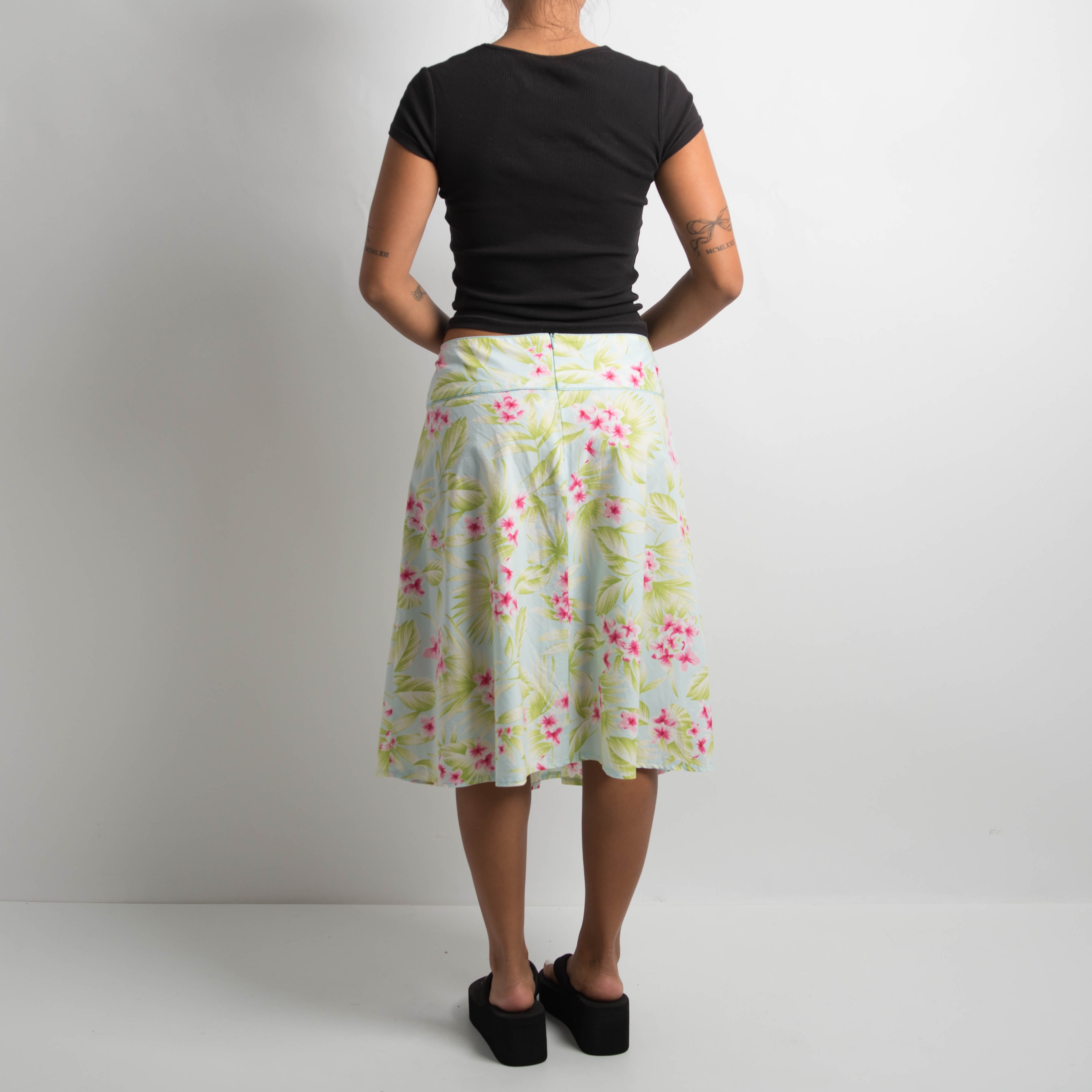 FLORAL A LINE MIDI SKIRT