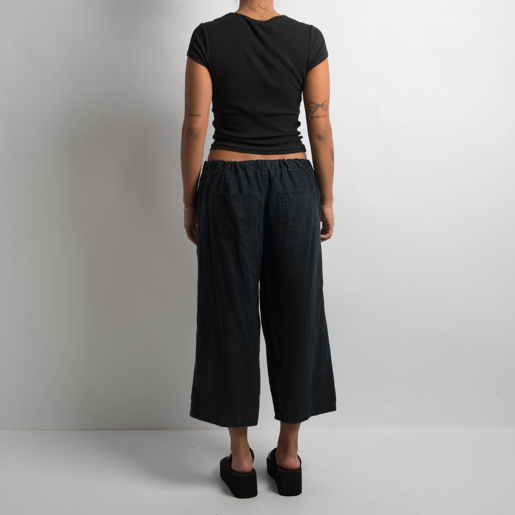 DARK CROP LINEN PANTS