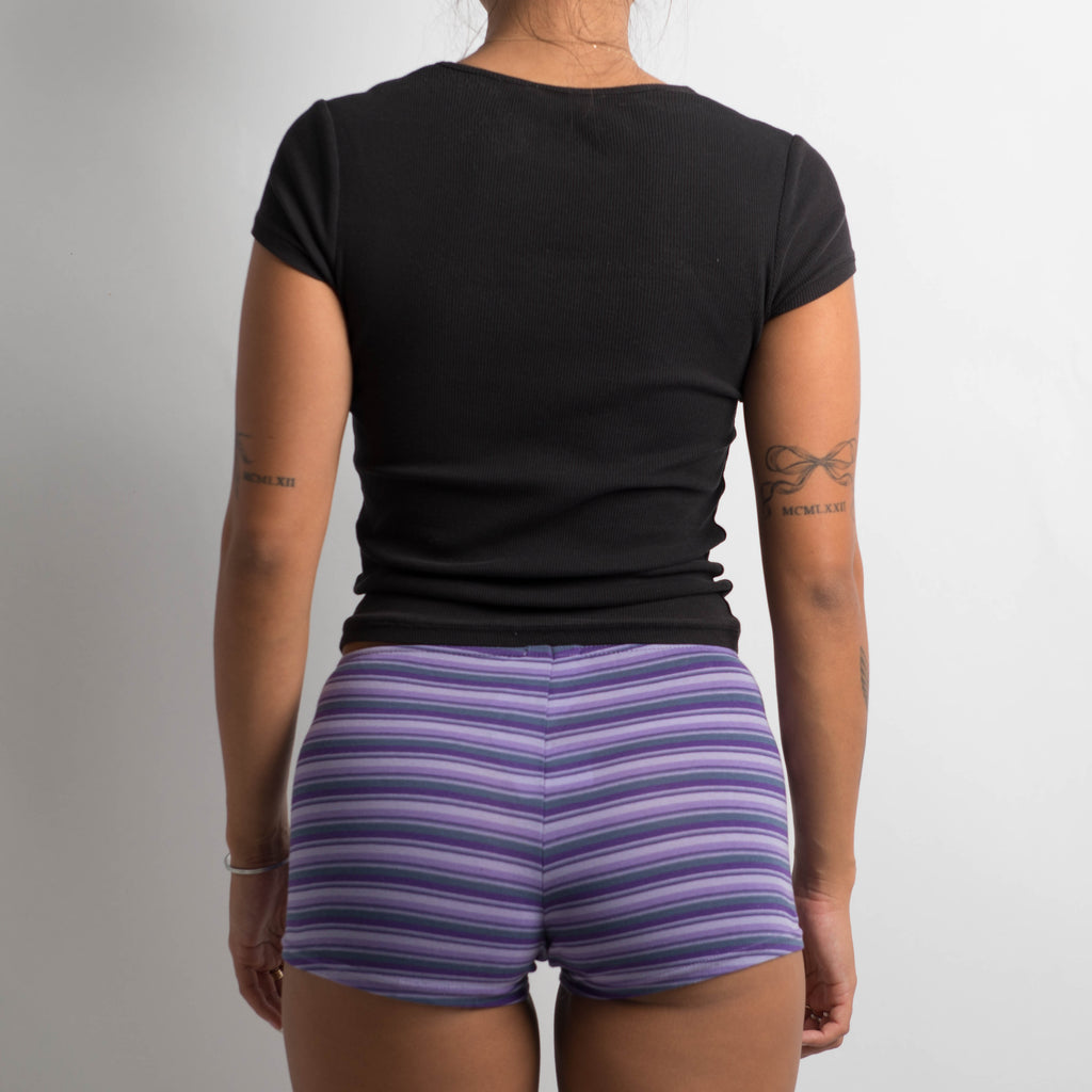 PURPLE STRIPE MICRO SHORTS