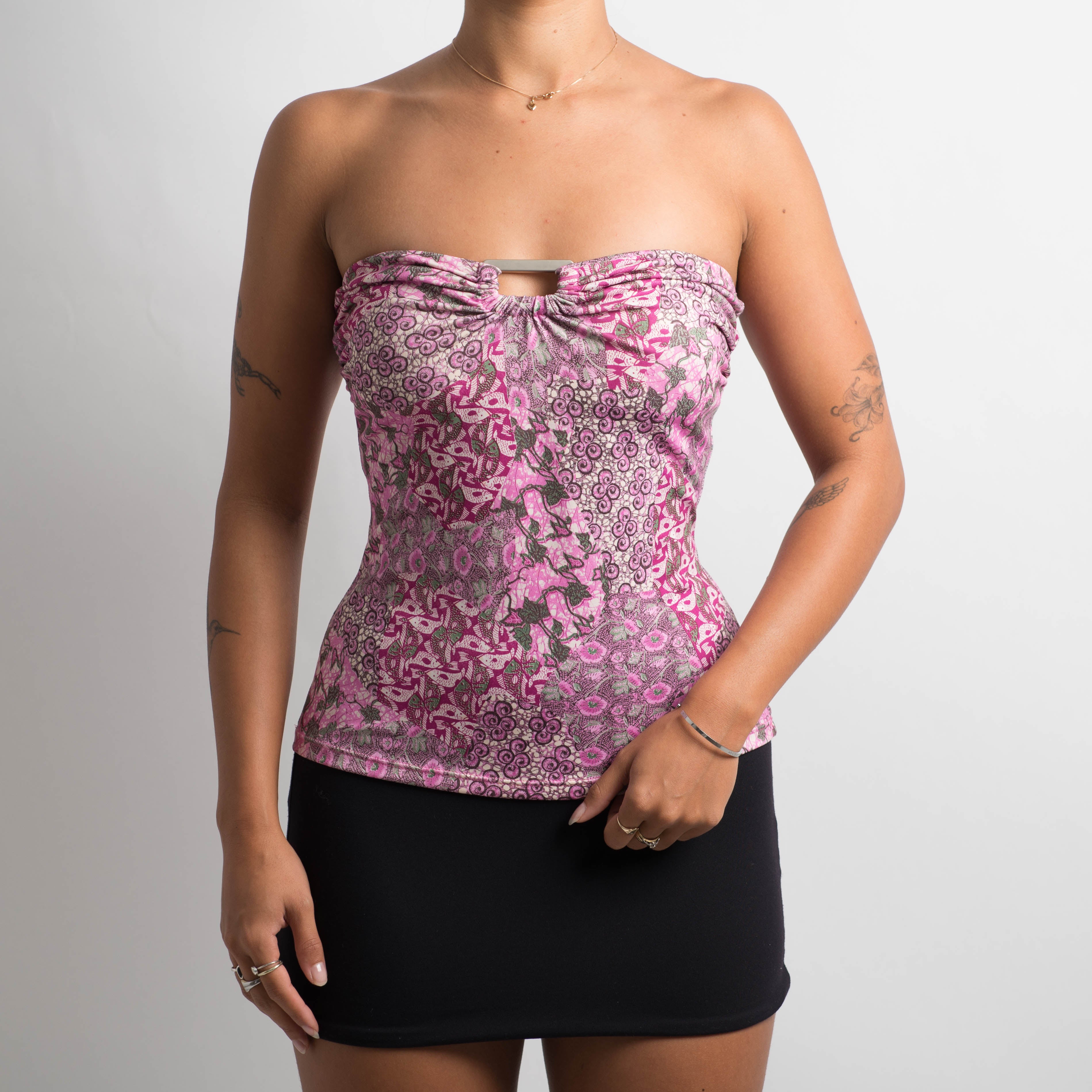 PINK STRAPLESS TANKINI TOP