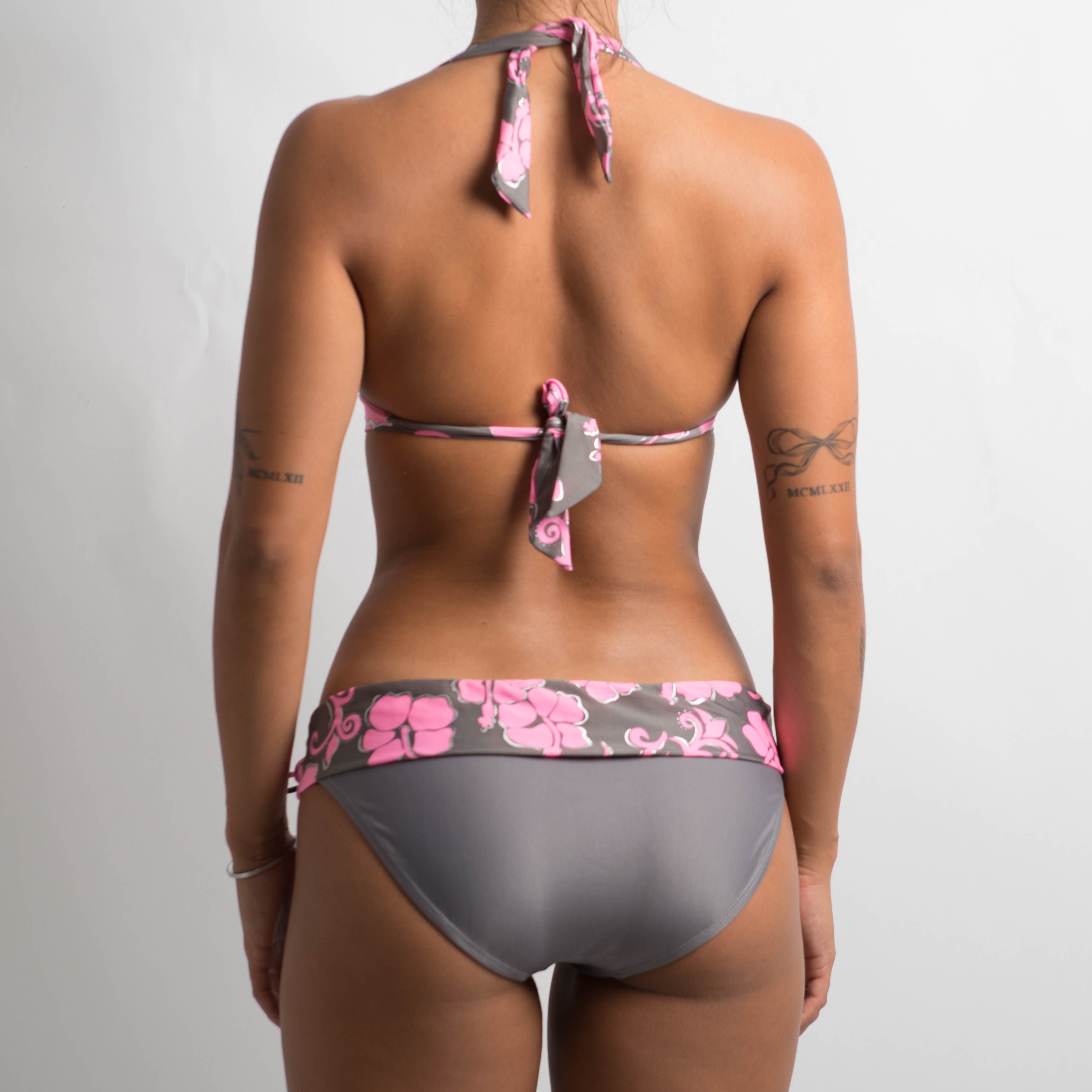 GREY/PINK FLORAL BIKINI SET