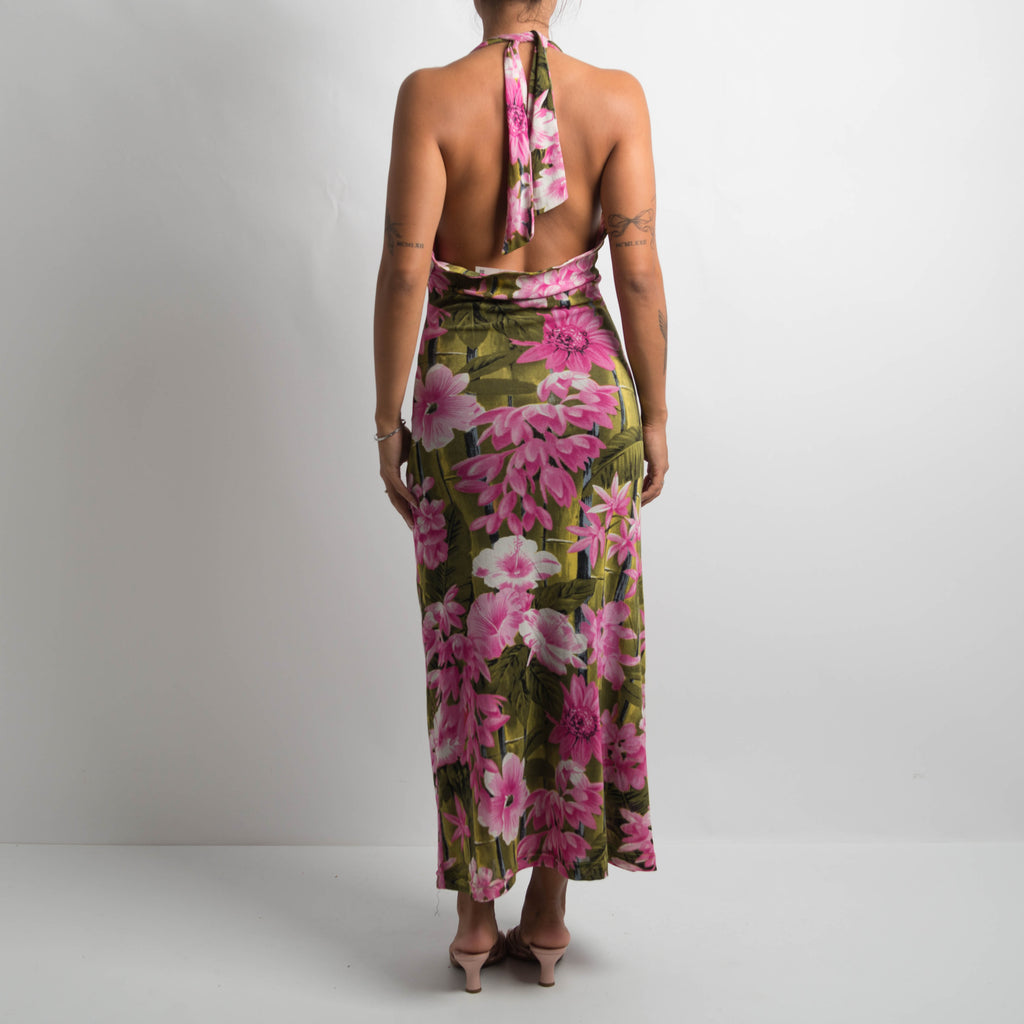 FLORAL MESH MAXI DRESS