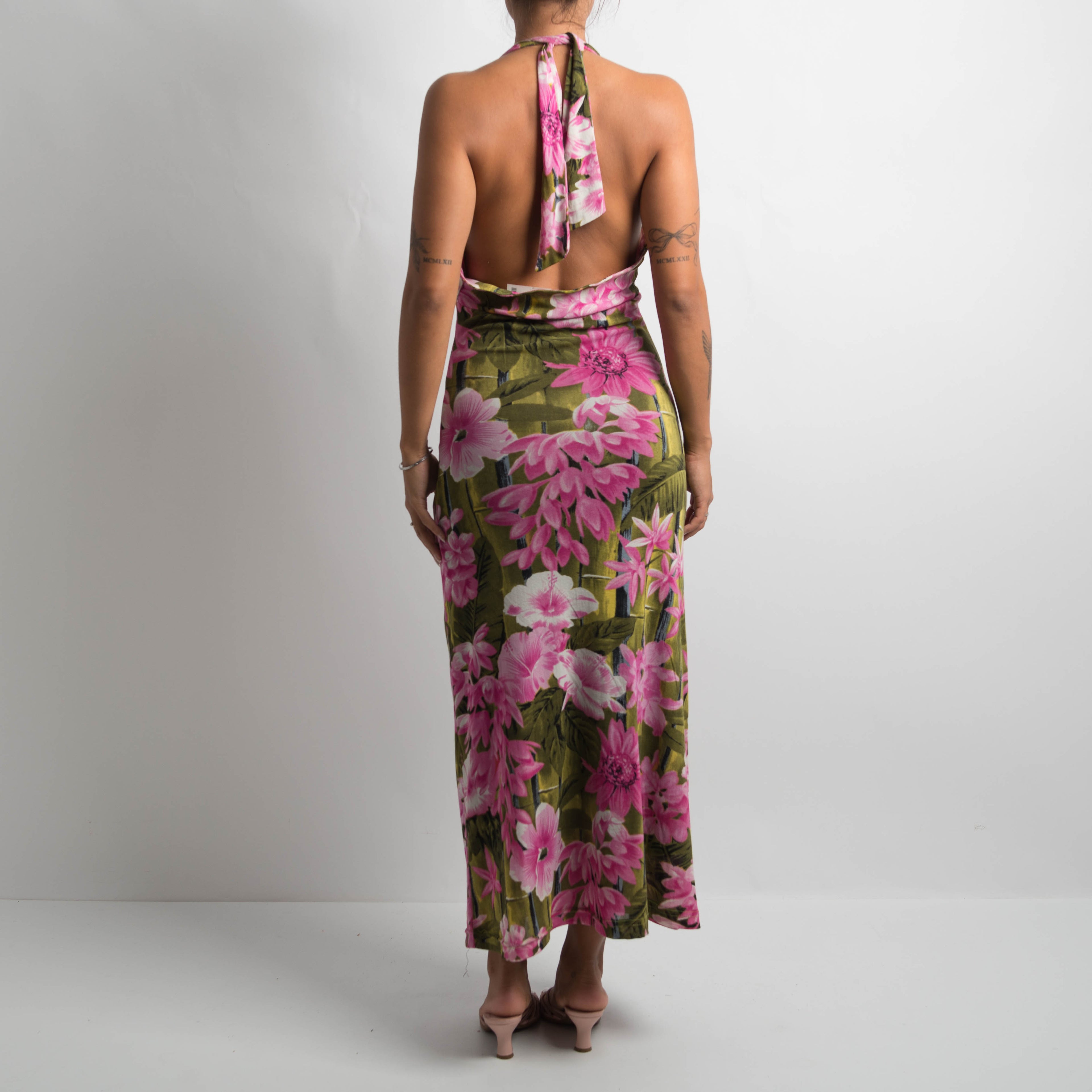 FLORAL MESH MAXI DRESS