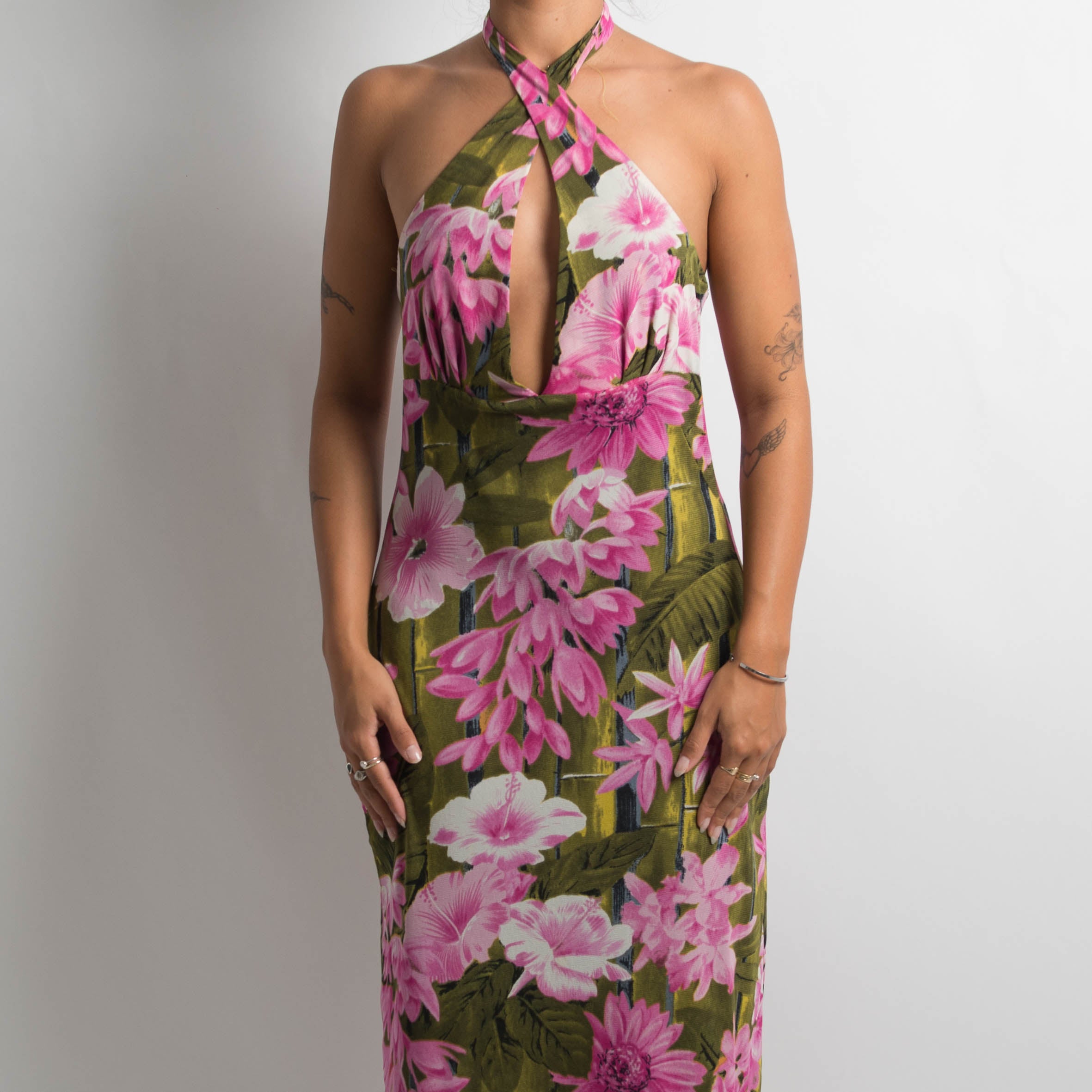 FLORAL MESH MAXI DRESS