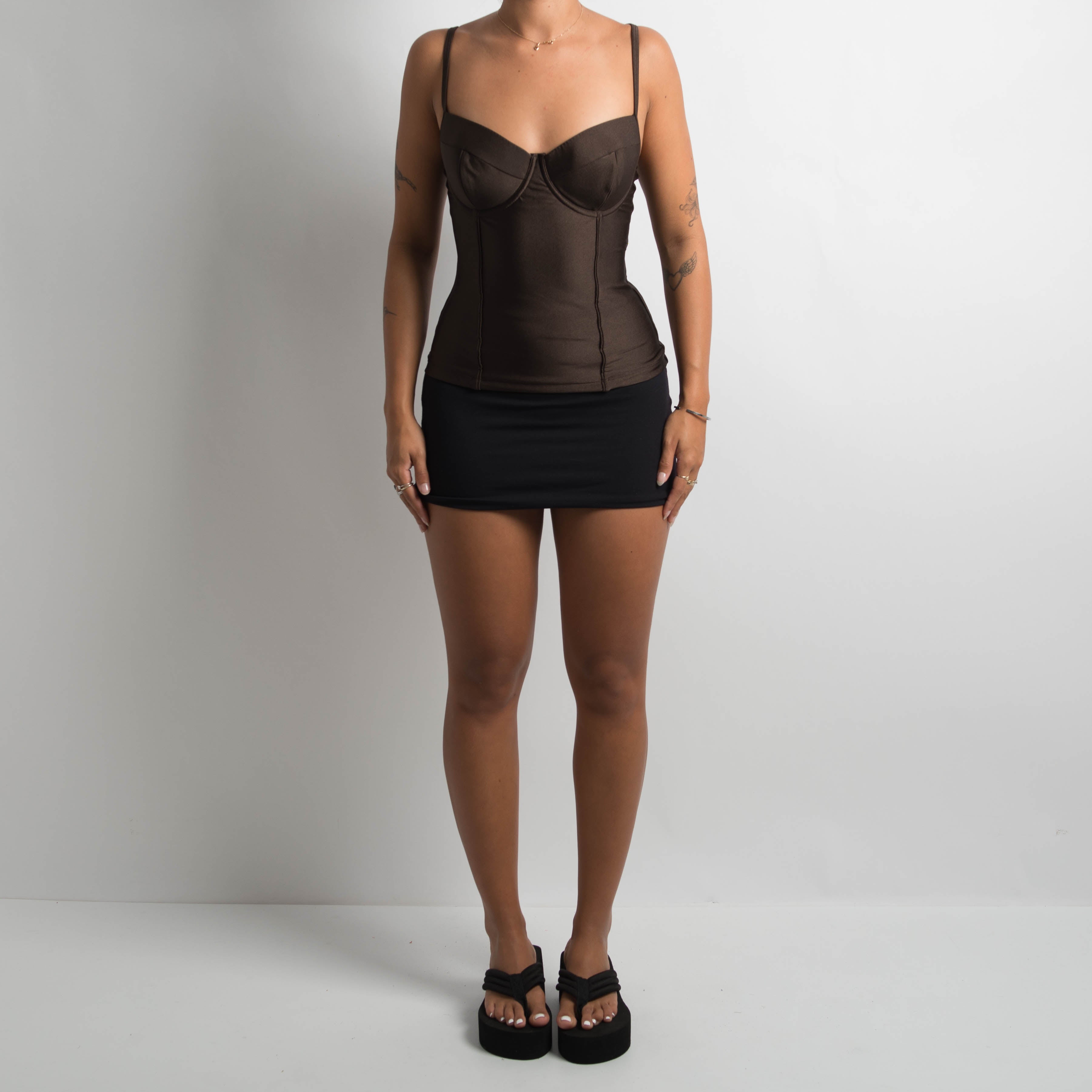 BROWN UNDERWIRE TANKINI TOP