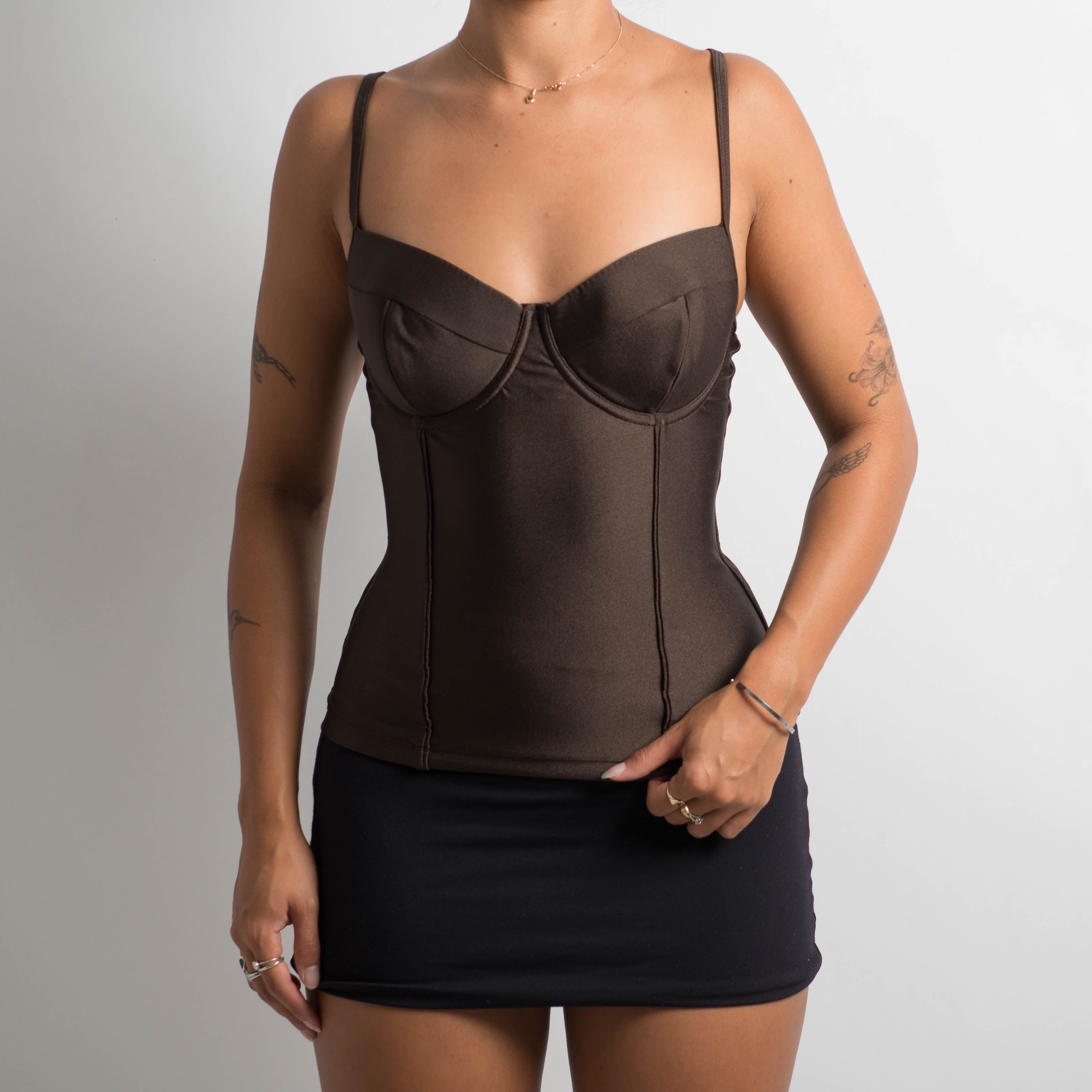 BROWN UNDERWIRE TANKINI TOP
