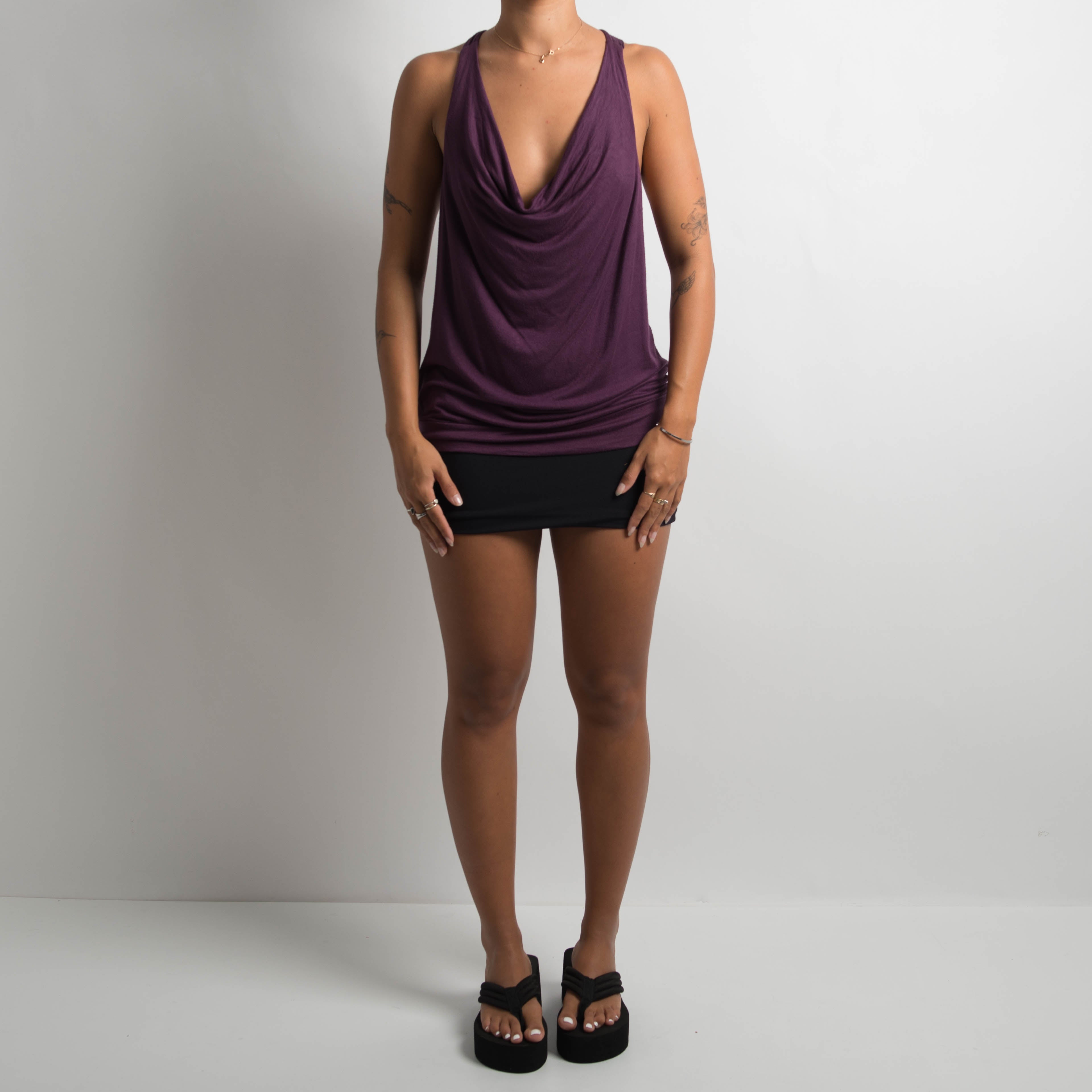 PURPLE COWL NECK TOP