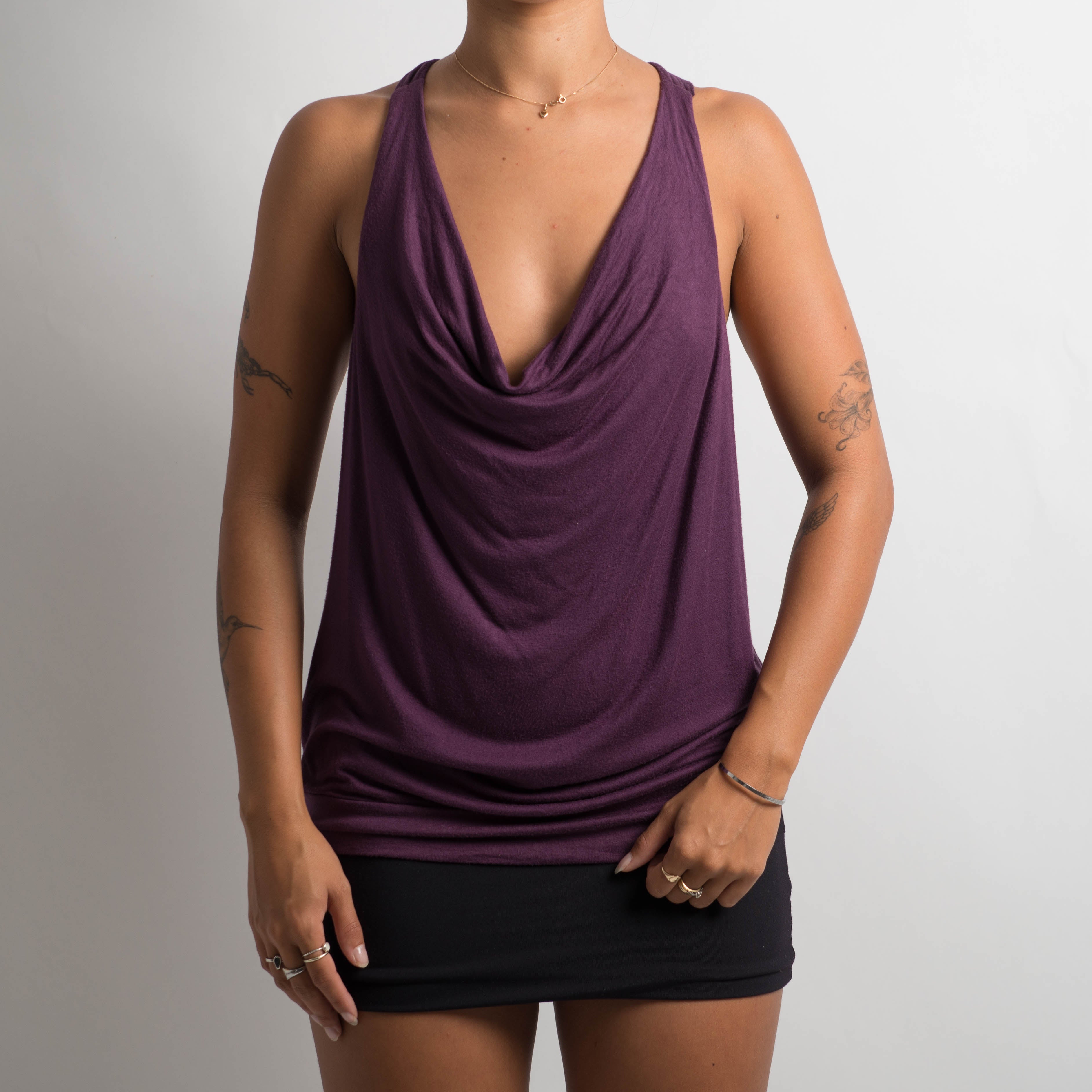 PURPLE COWL NECK TOP