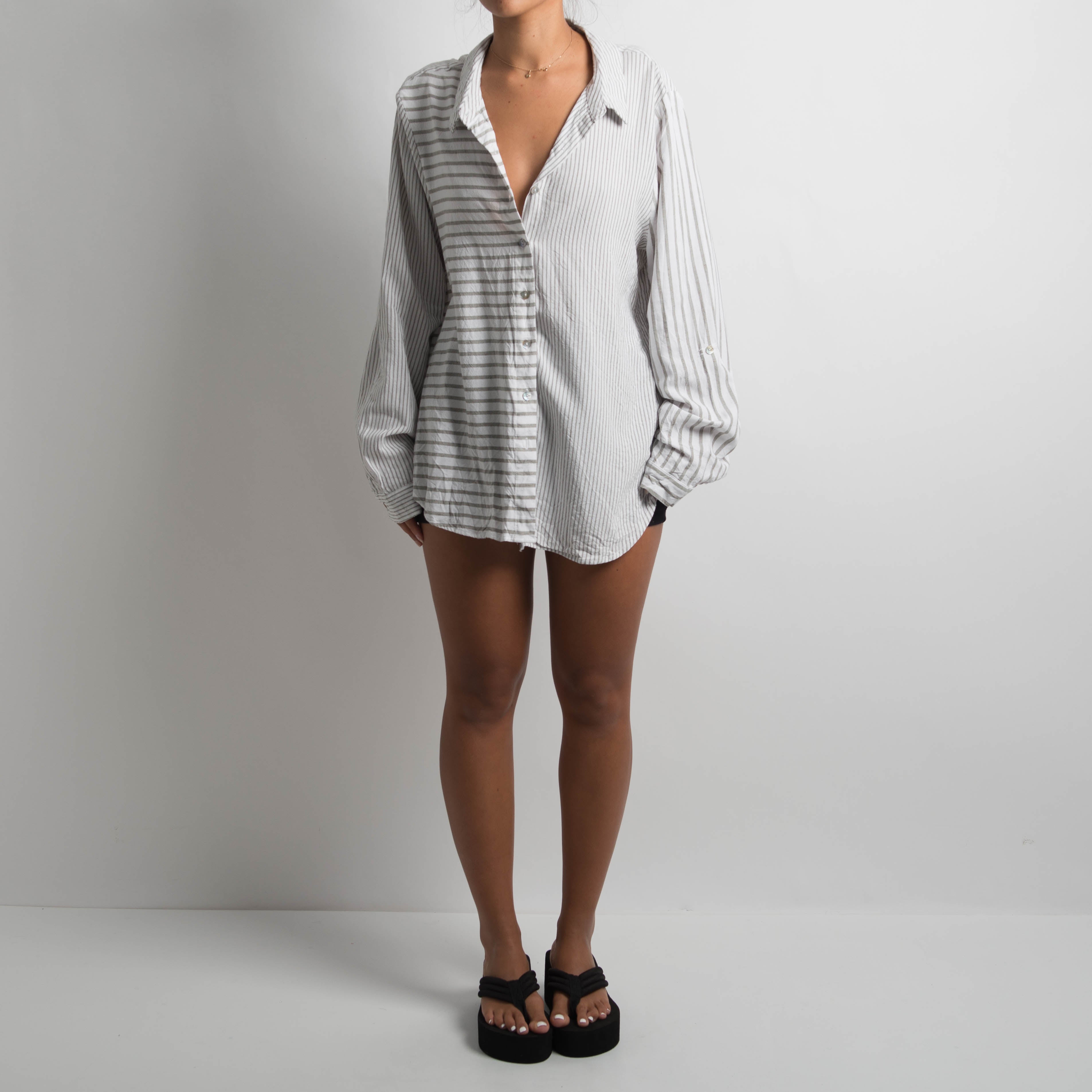 STRIPED LINEN BLOUSE