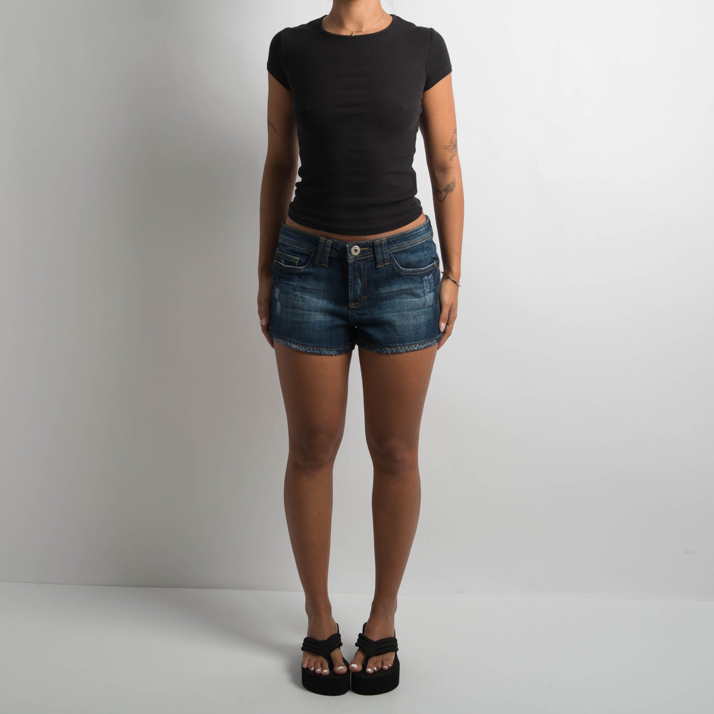 DARK WASH DENIM SHORTS