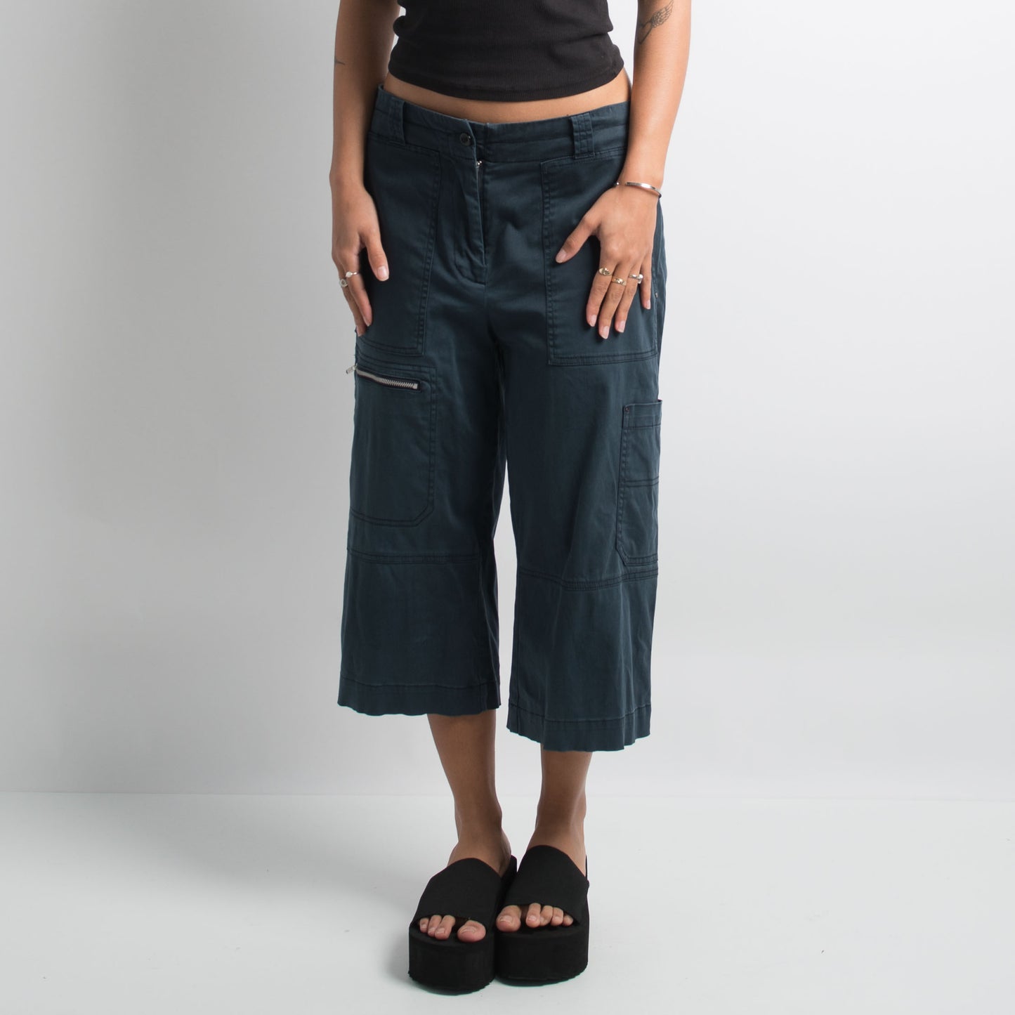 NAVY CAPRI UTILITY PANTS