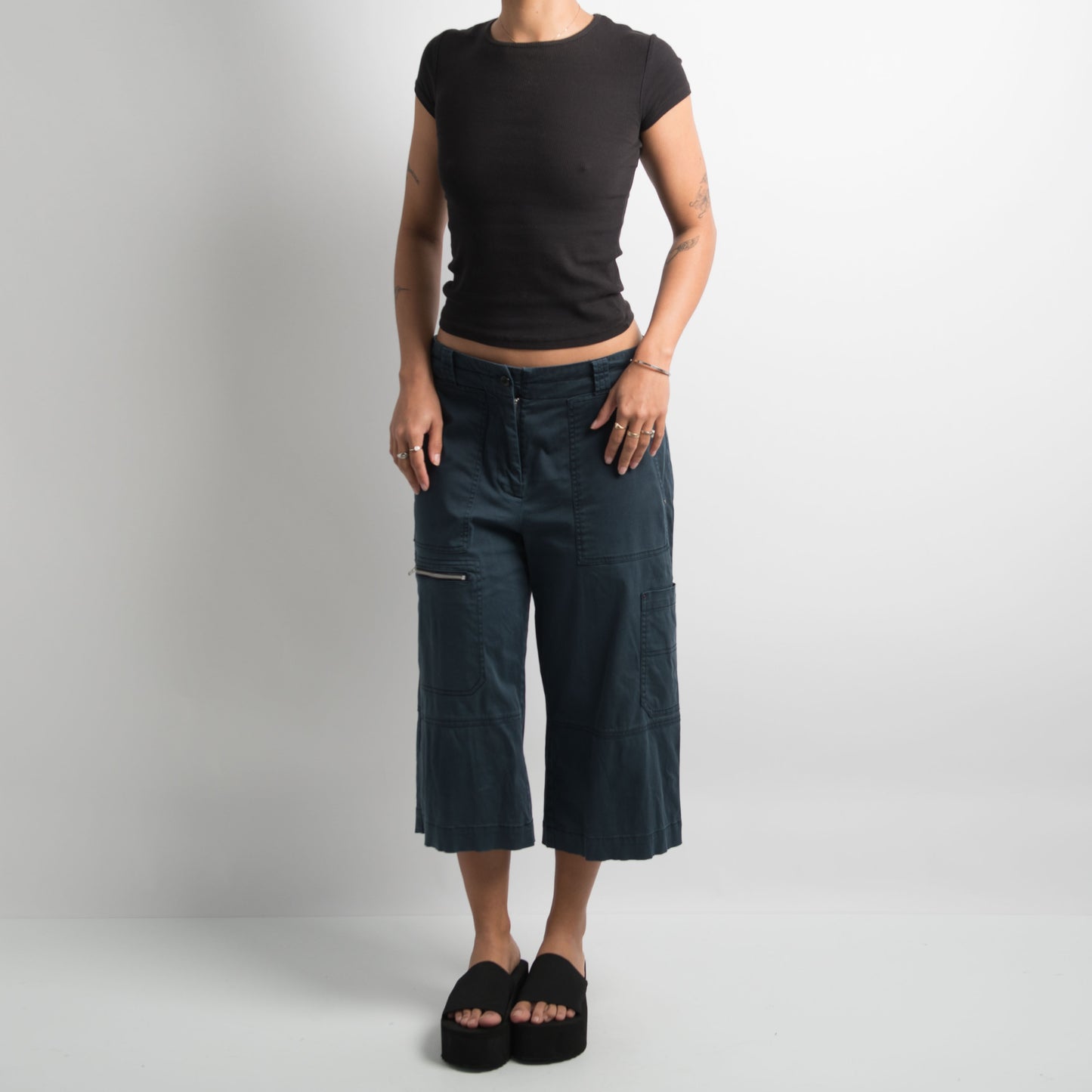 NAVY CAPRI UTILITY PANTS