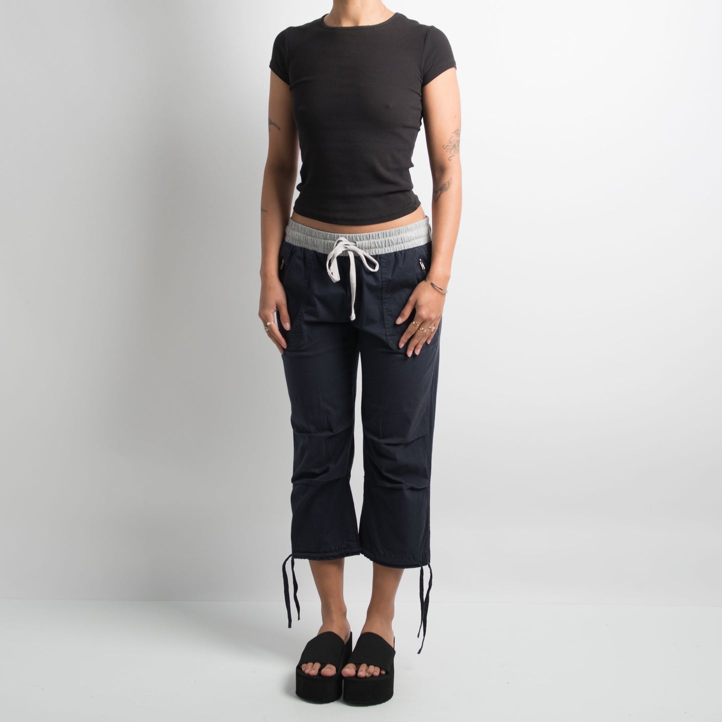 NAVY CAPRI UTILITY PANTS