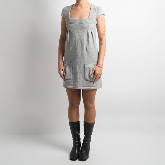 GREY KNIT MINI DRESS