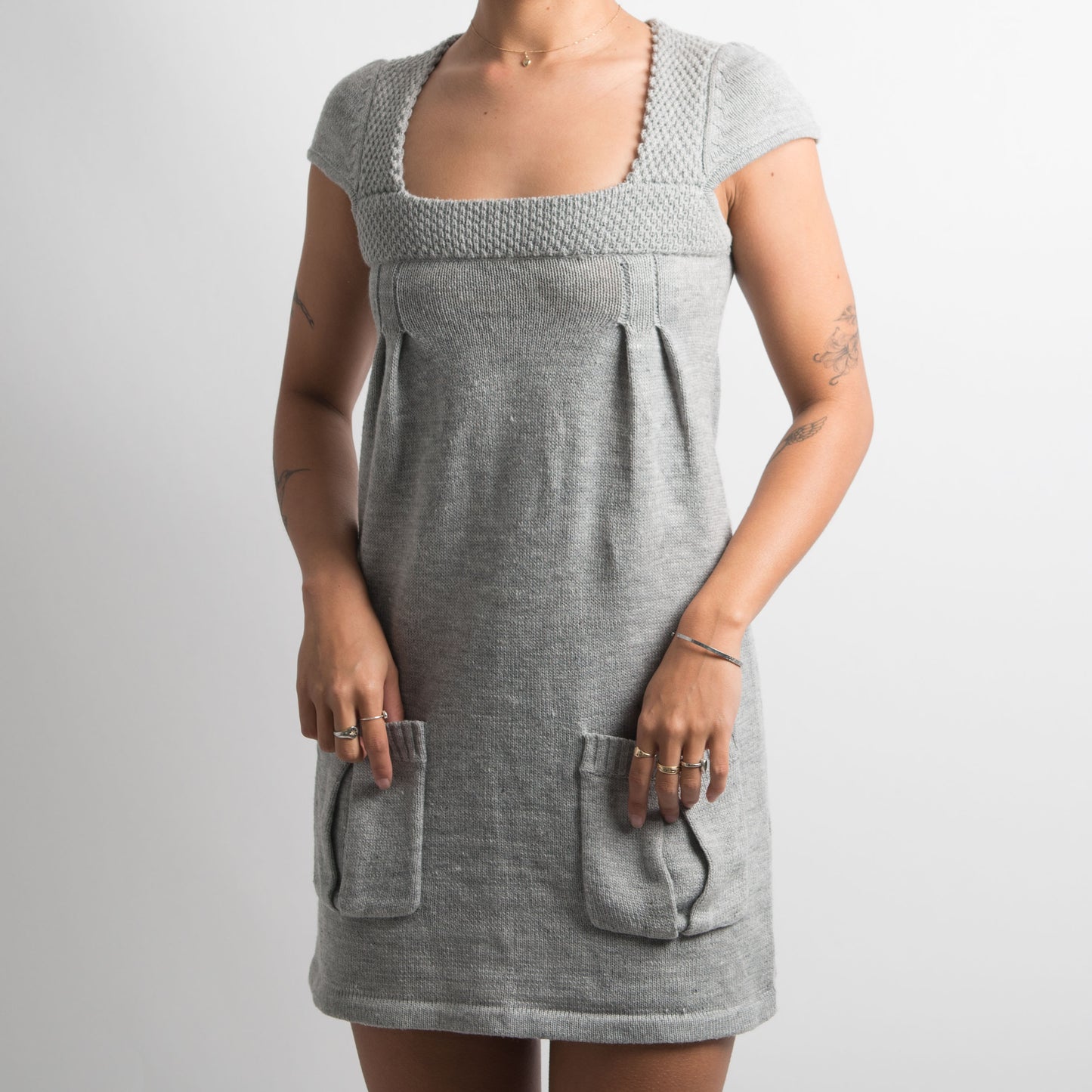 GREY KNIT MINI DRESS